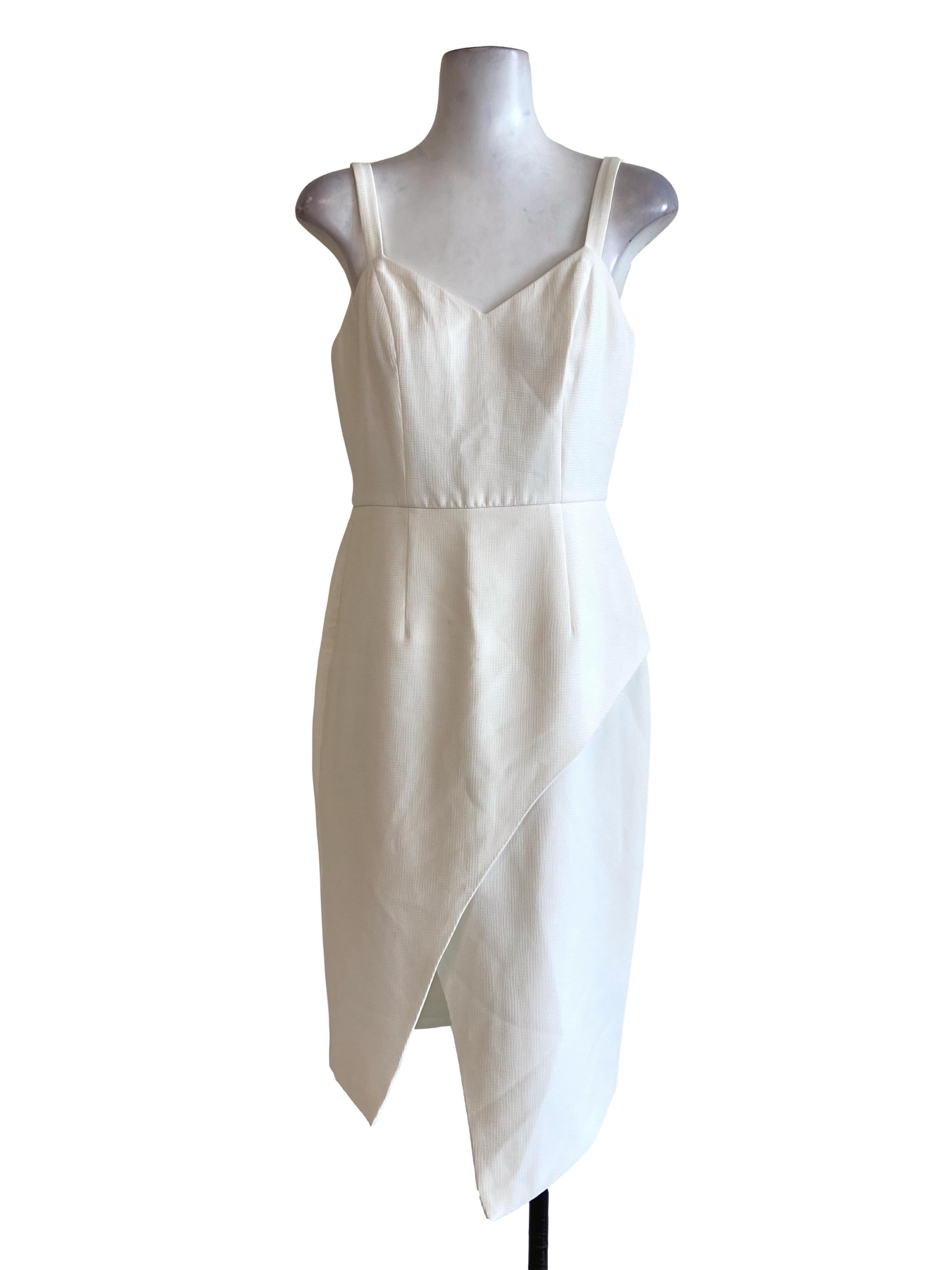 White Asymmetric Apron Dress LB