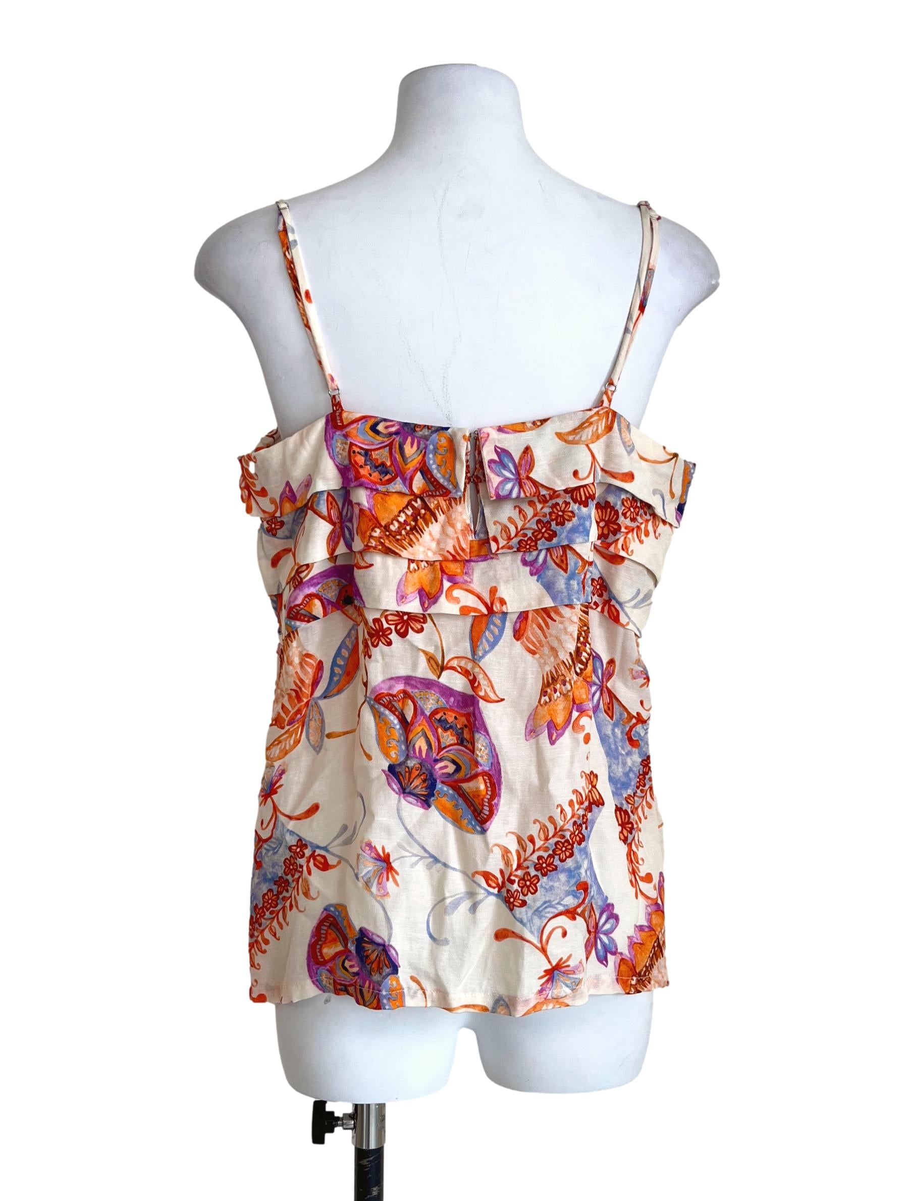 Pearl White Floral Spaghetti Strap Top