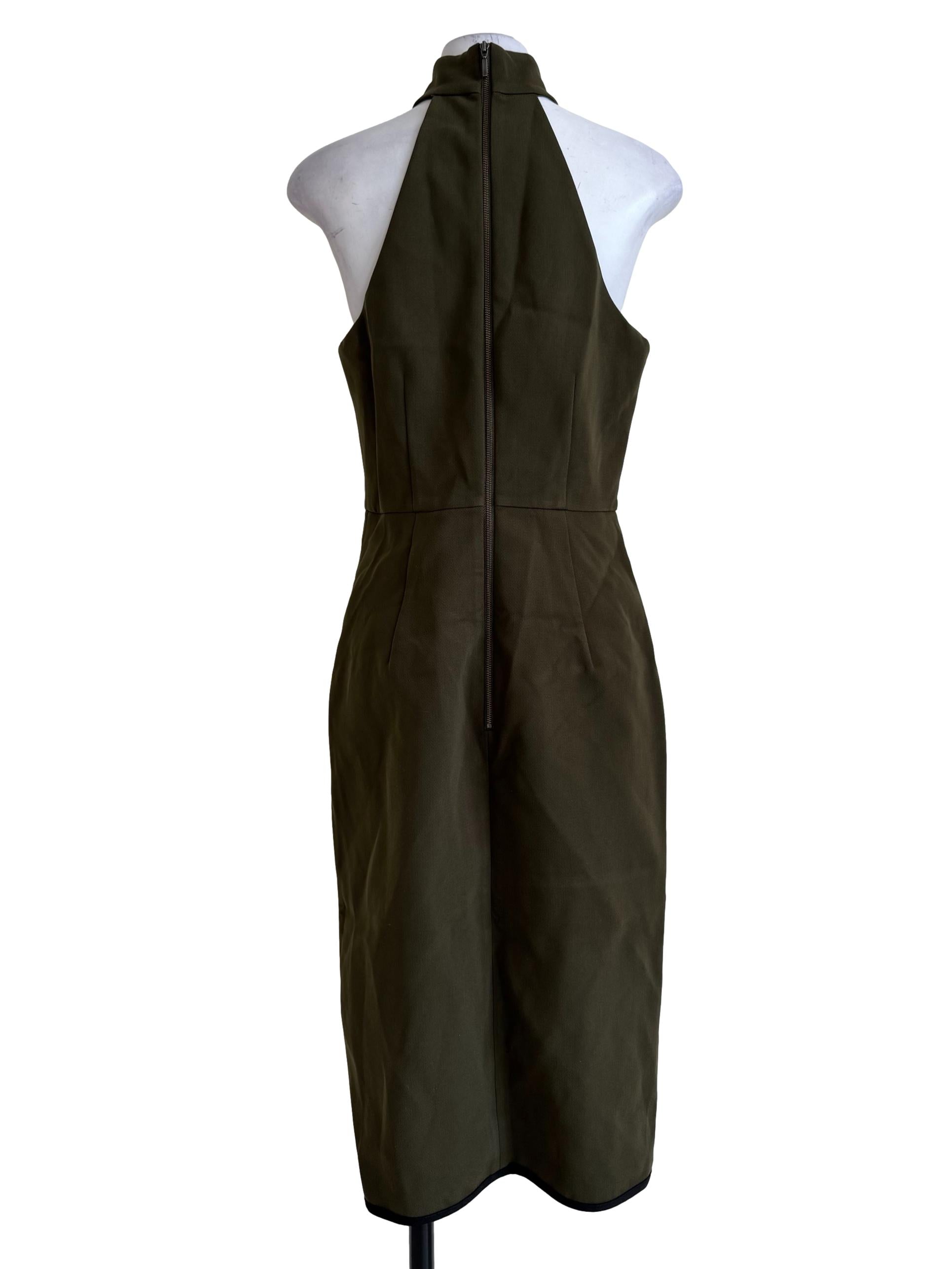 Army Green Halter Neck Dress