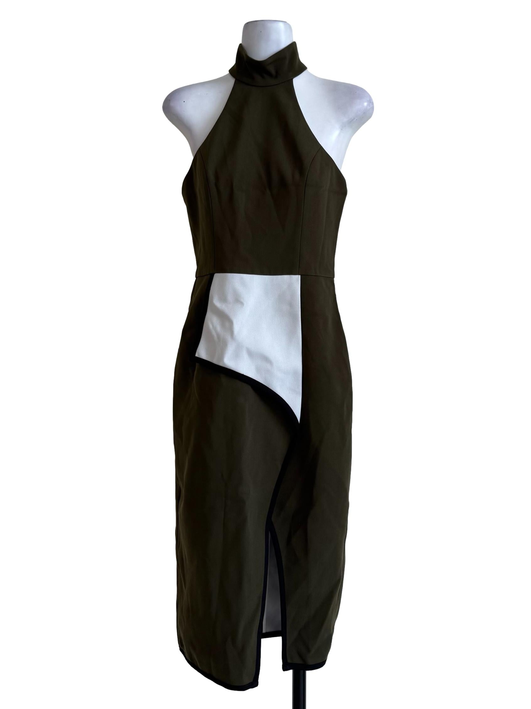 Army Green Halter Neck Dress