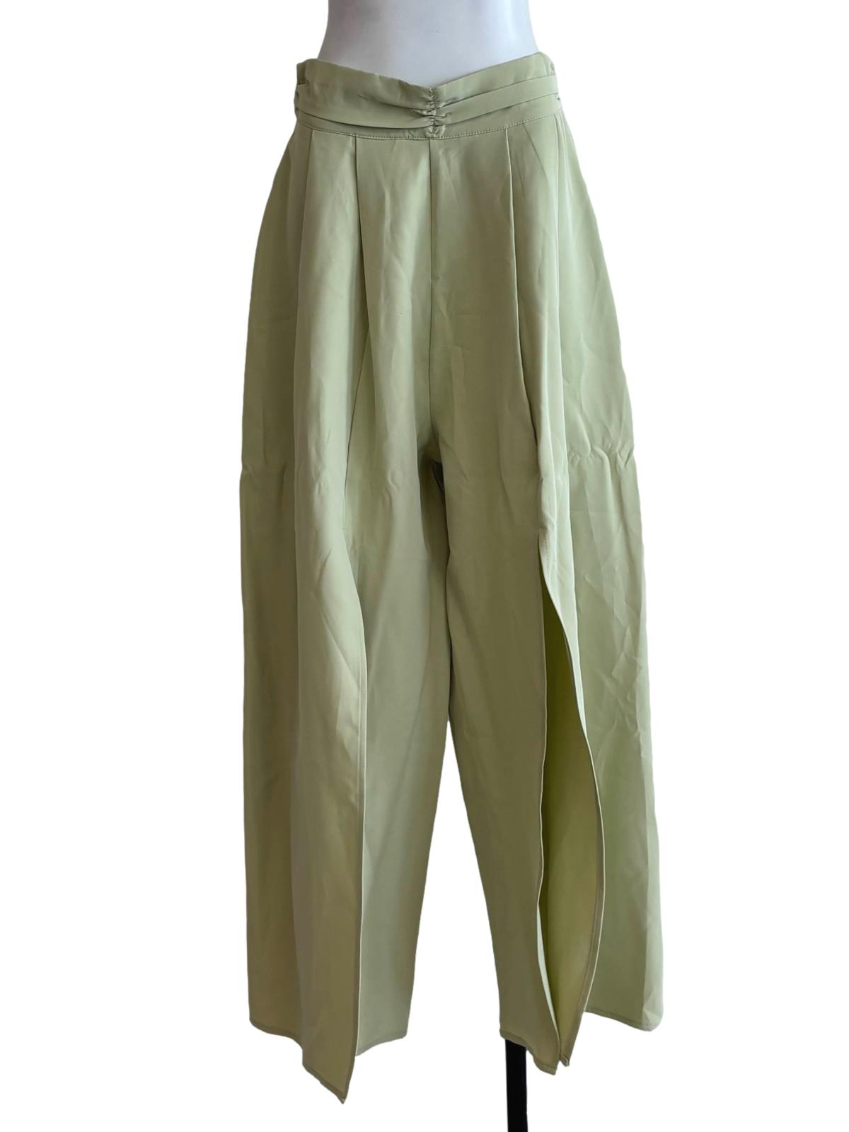 Pistachio Green Front Slit Pants