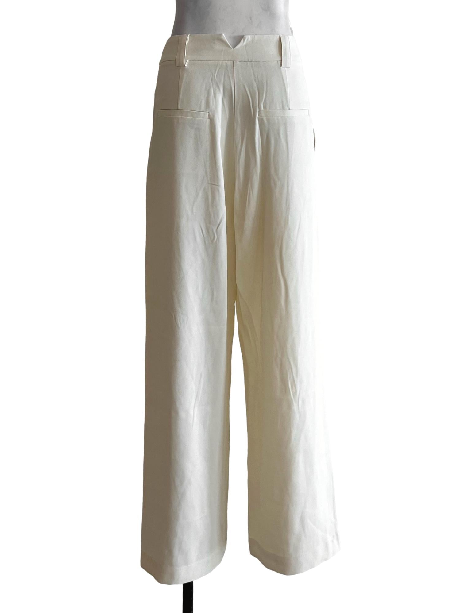 Cream White Plain Formal Pants