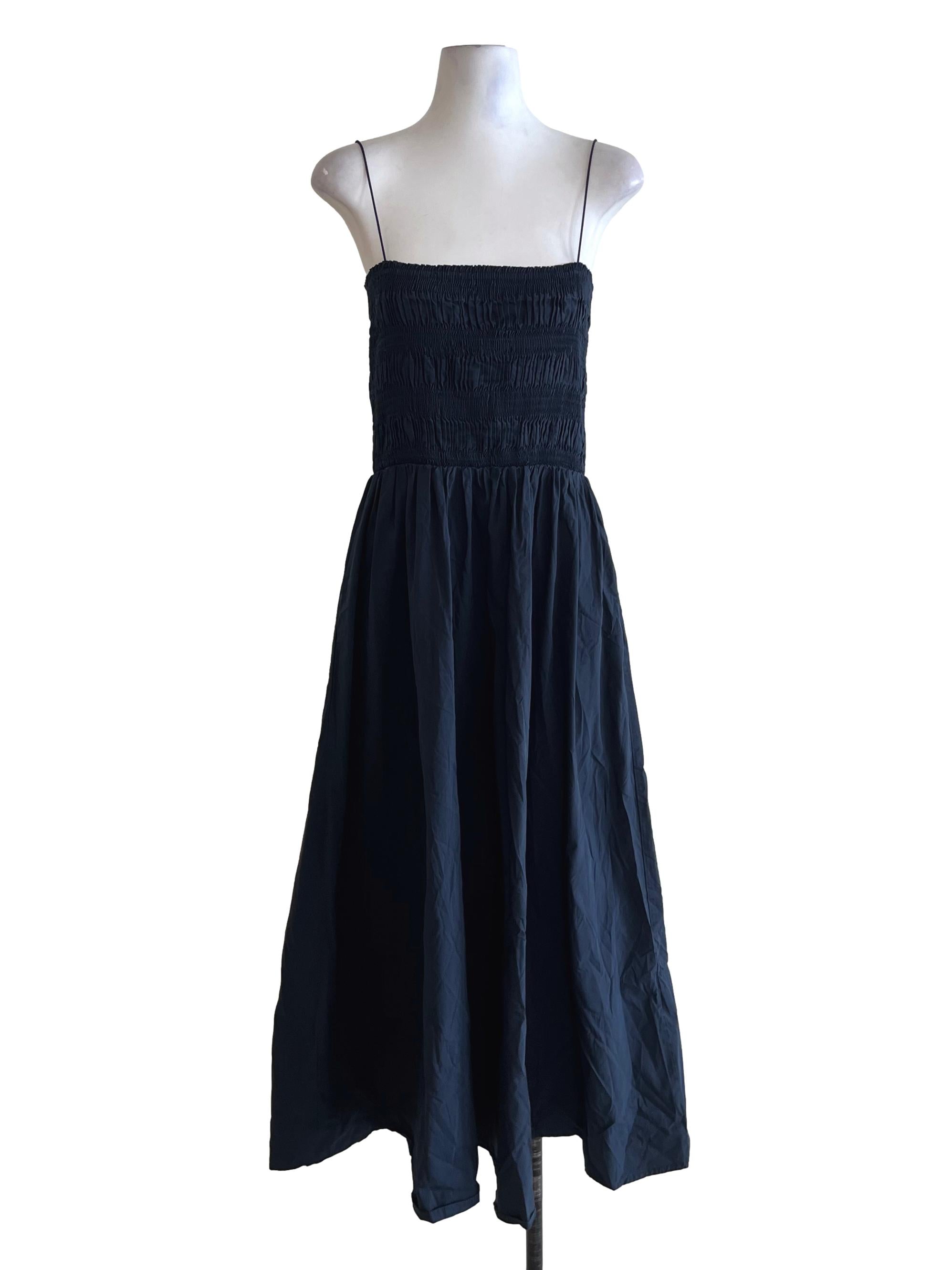 Navy Blue Spaghetti Strap A-Line Dress