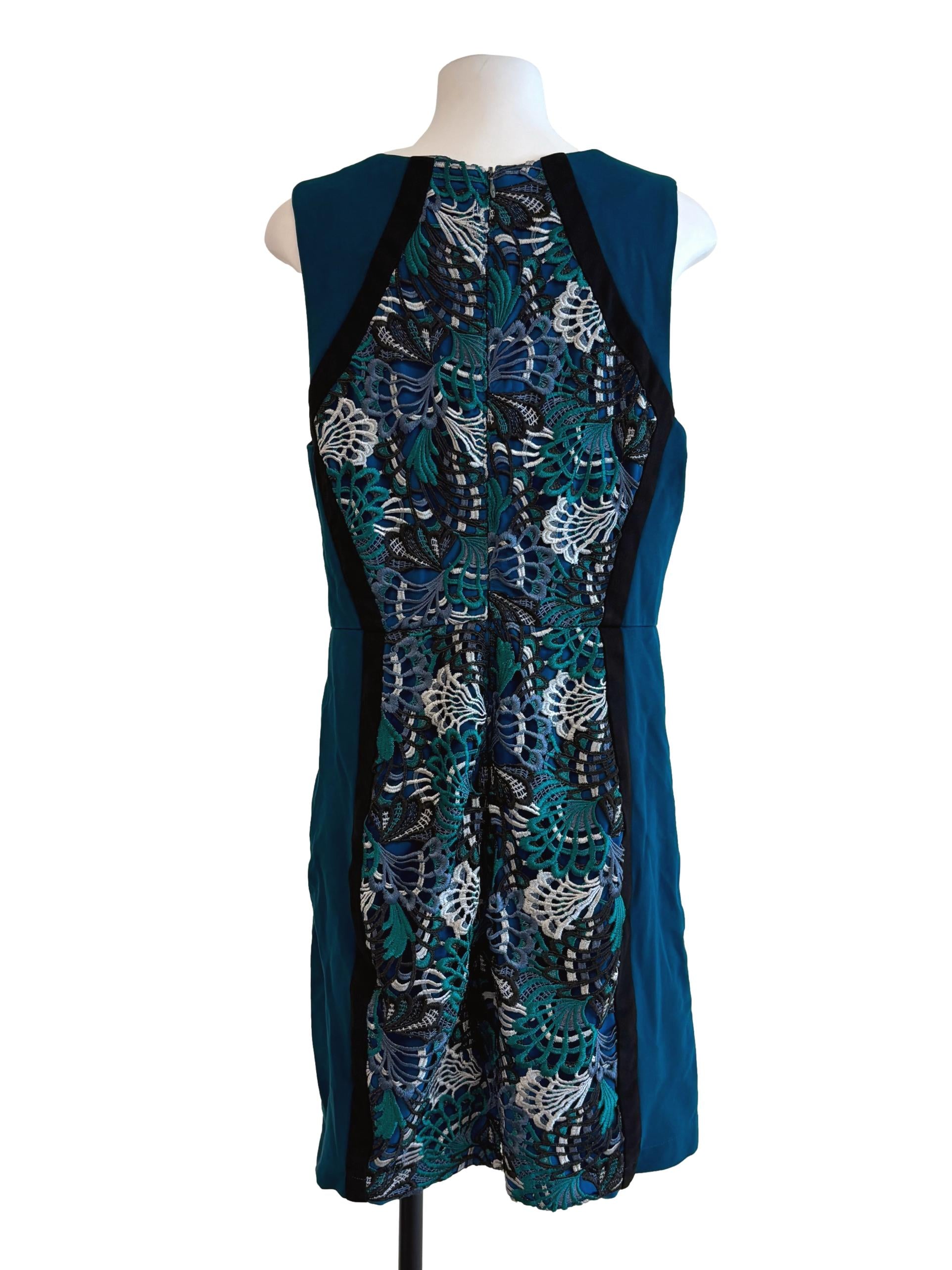 Turquoise Sleeveless Floral Lace Dress