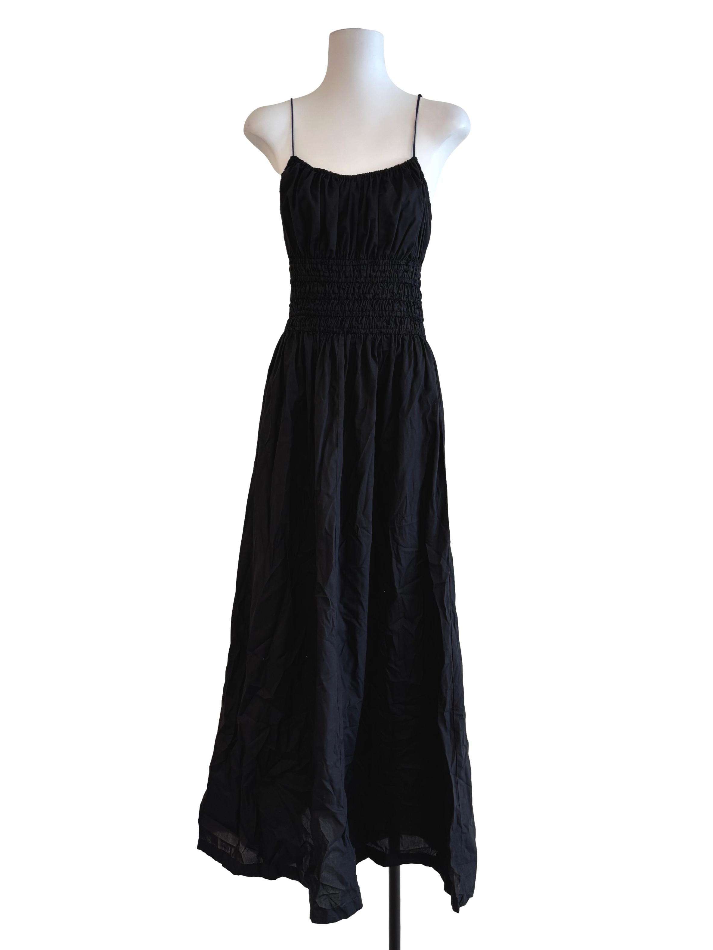 Onyx Black Spaghetti Strap Smocked Dress