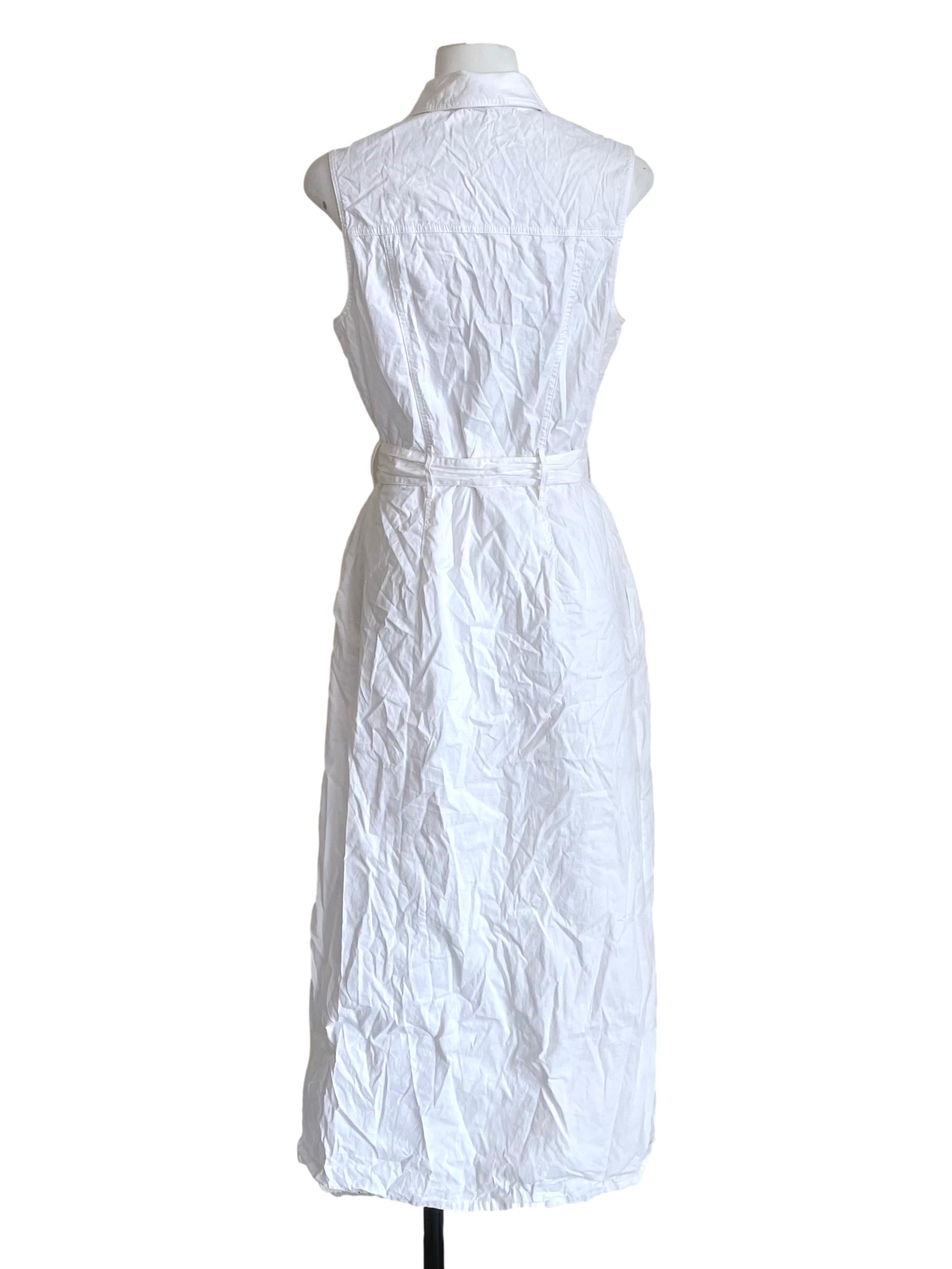 White Sleeveless Shirt Dress GA