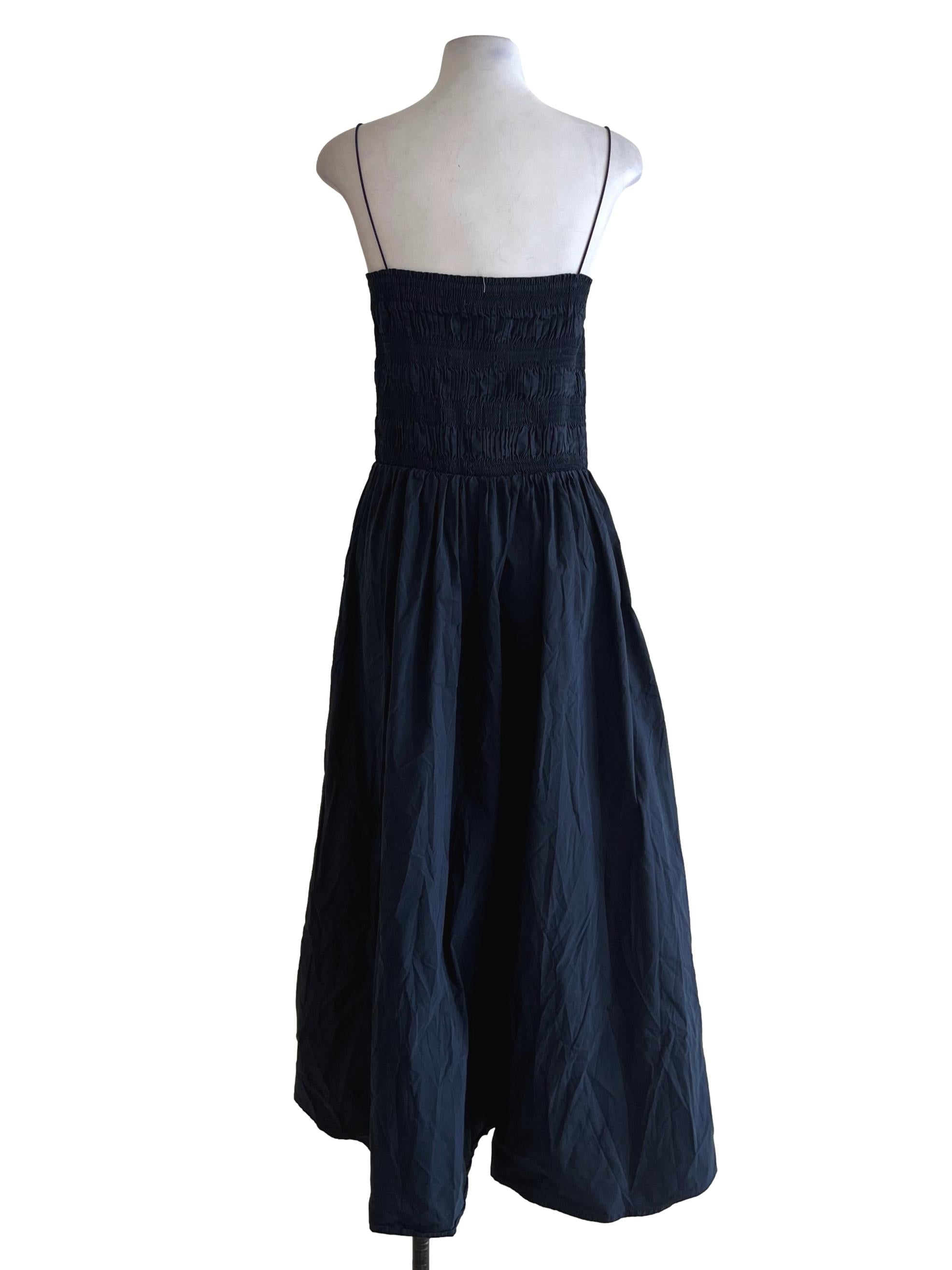Navy Blue Spaghetti Strap A-Line Dress