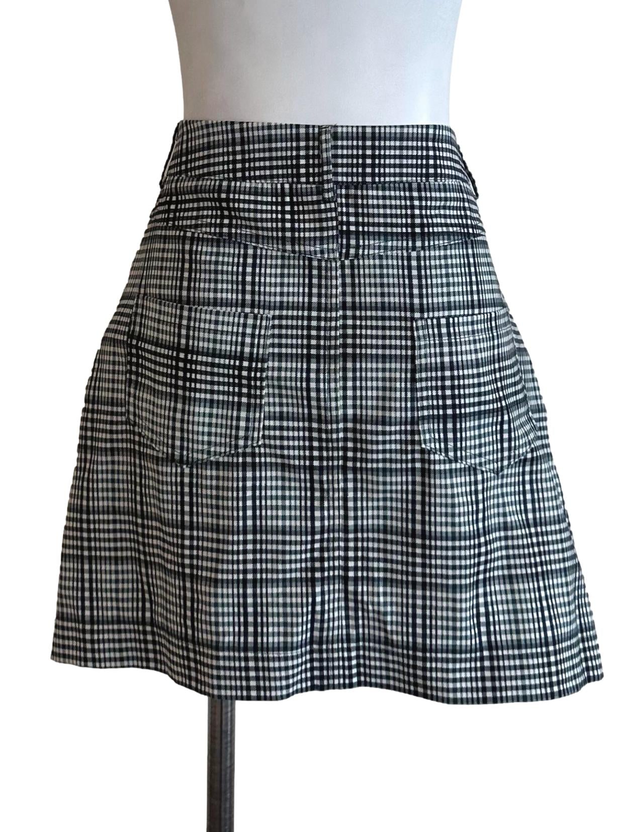 Dark Green Plaid Pattern Mini Skirt