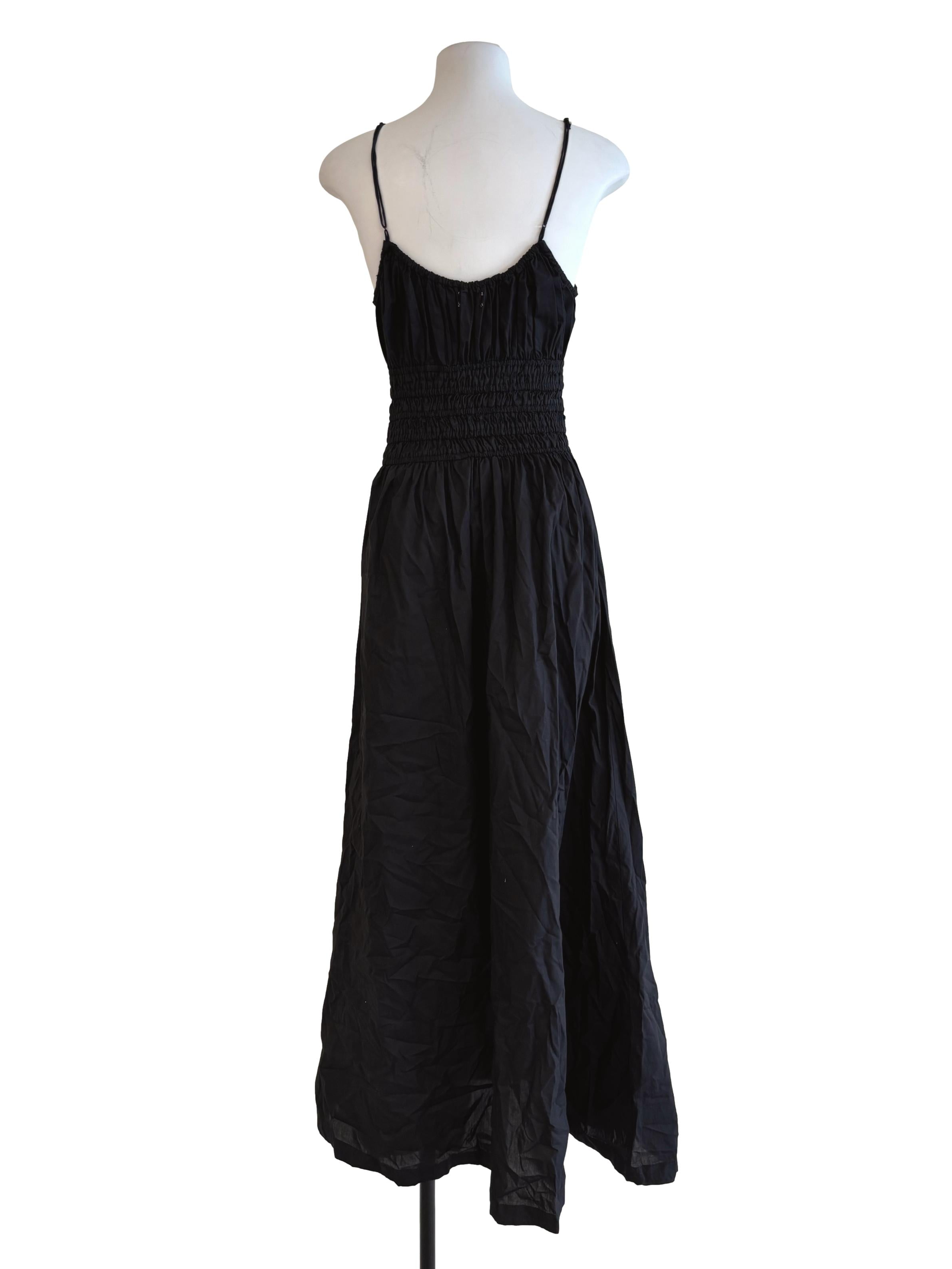 Onyx Black Spaghetti Strap Smocked Dress