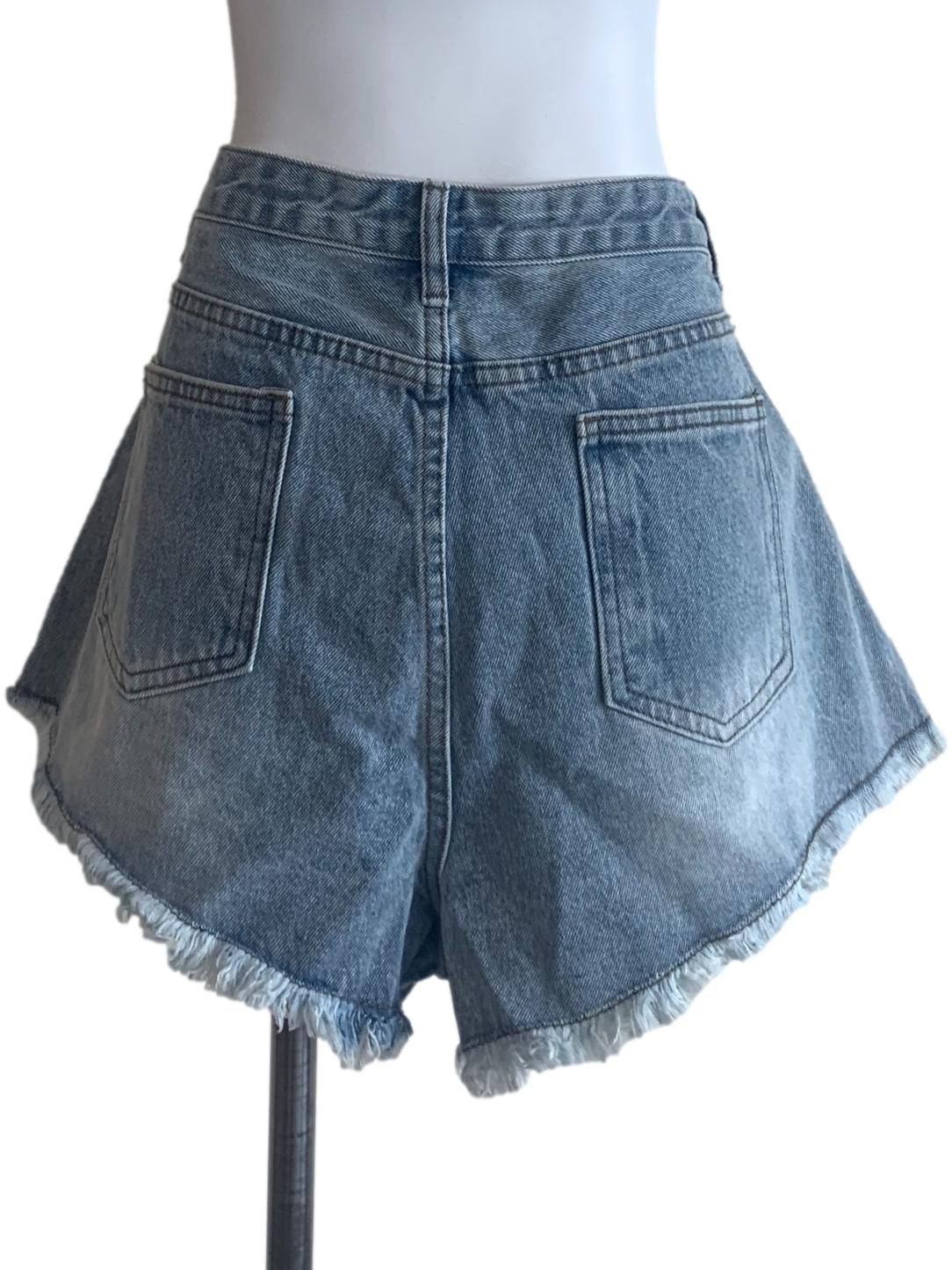 Denim Blue Distressed Shorts
