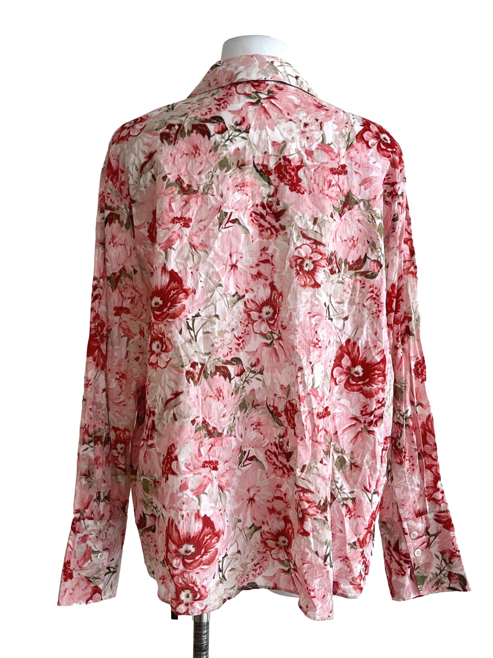 Blush Pink Floral Button-Up Blouse