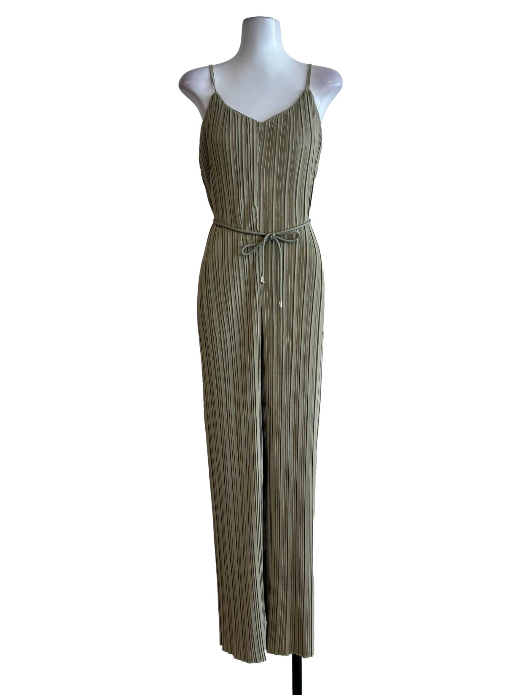 Sage Green Pleated Spaghetti Strap Jumpsuit