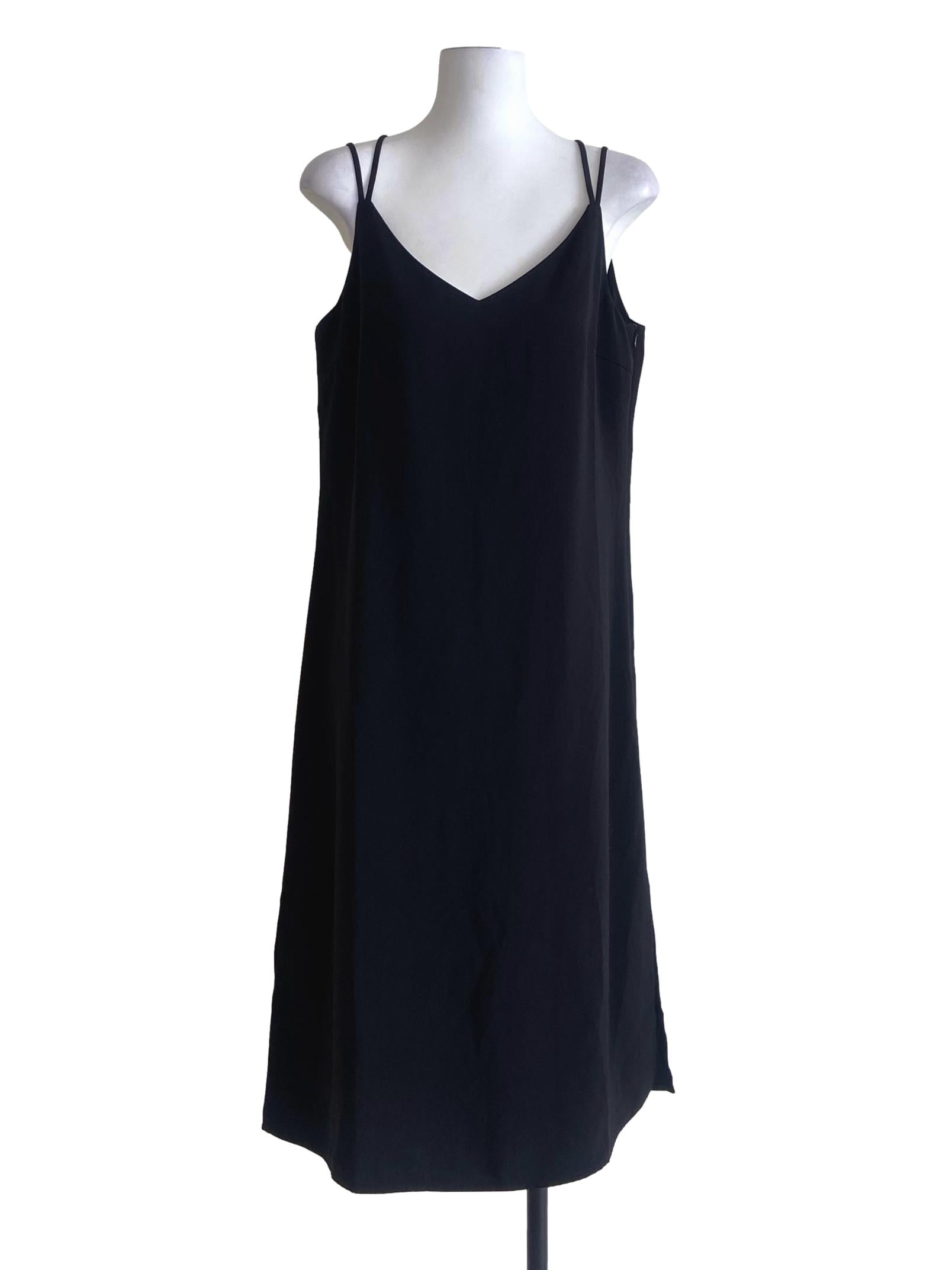 Black Sleeveless Slit Slip Dress LB