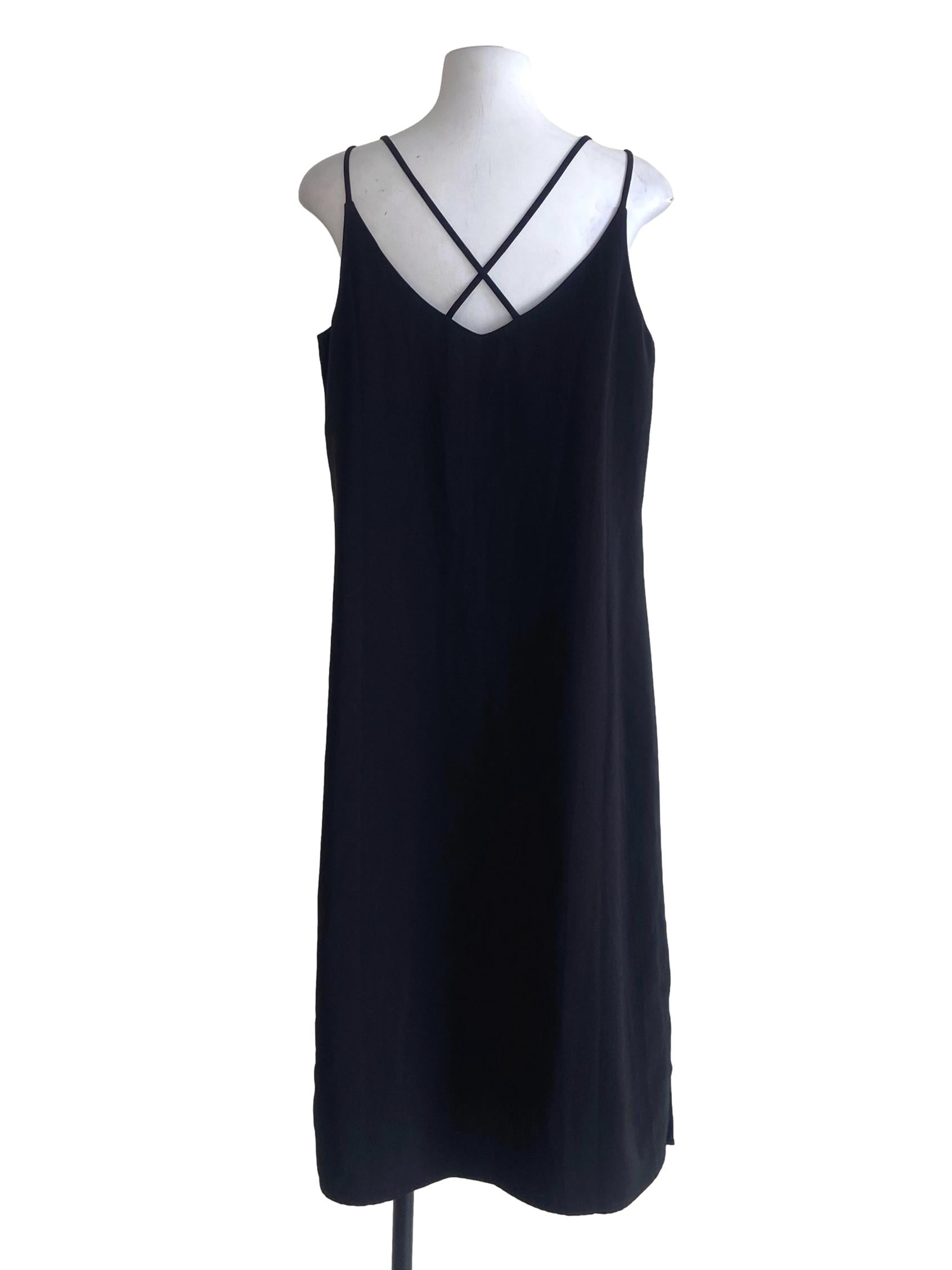 Black Sleeveless Slit Slip Dress LB