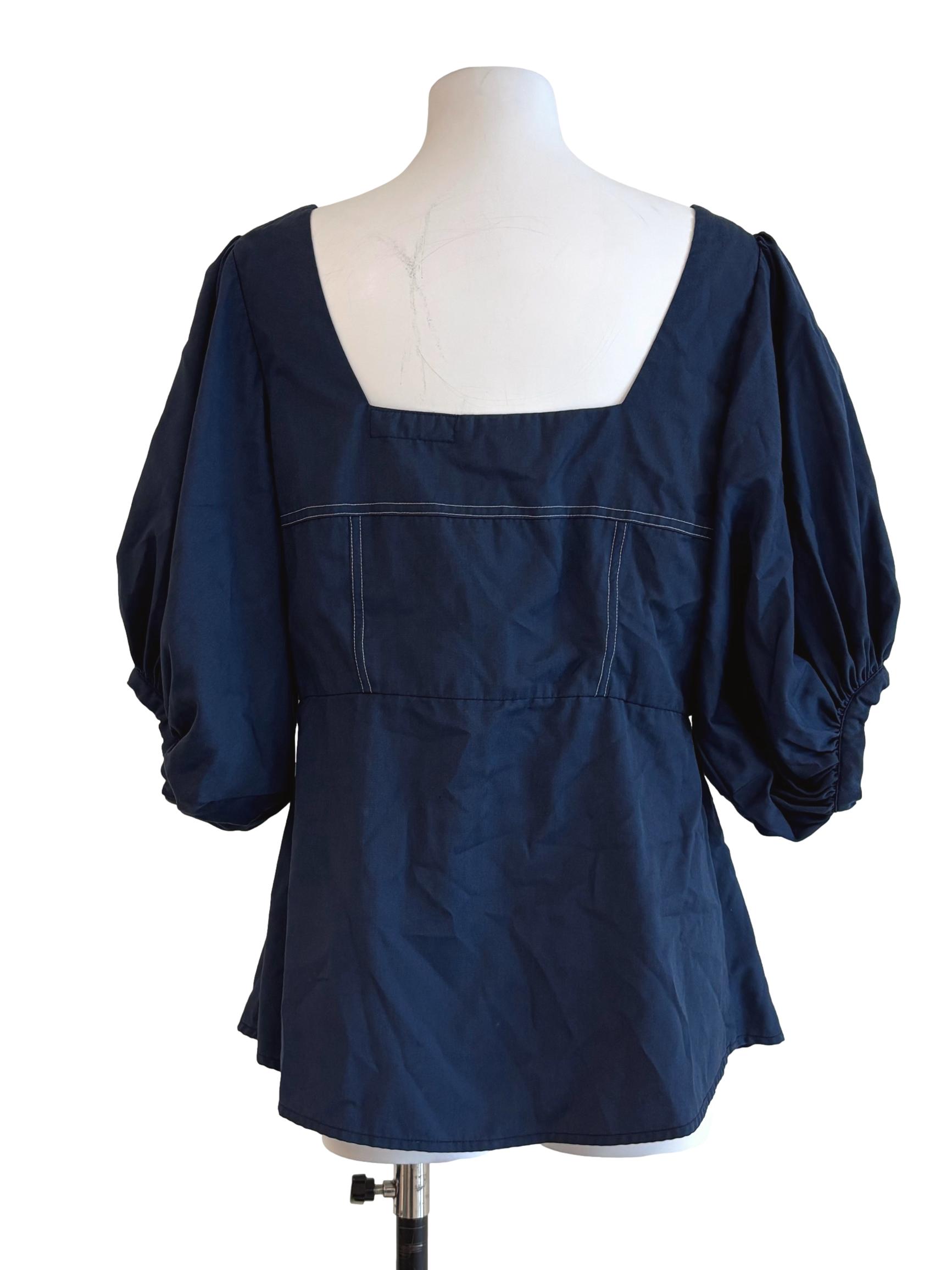Stone Blue Square Neck Sculpted Top