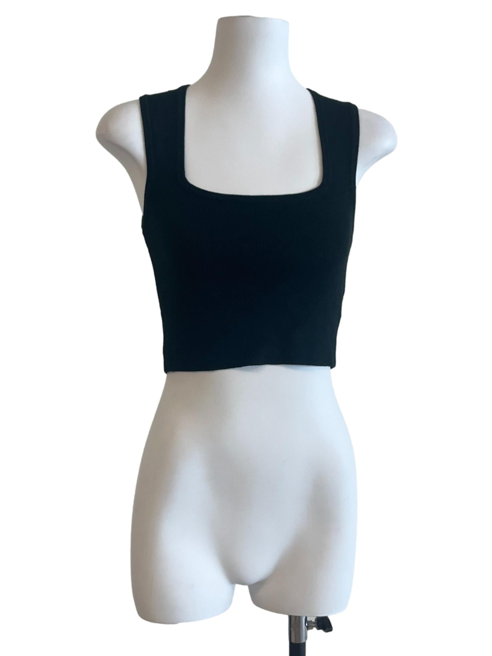 Pitch Black Square Neck Sleeveless Top