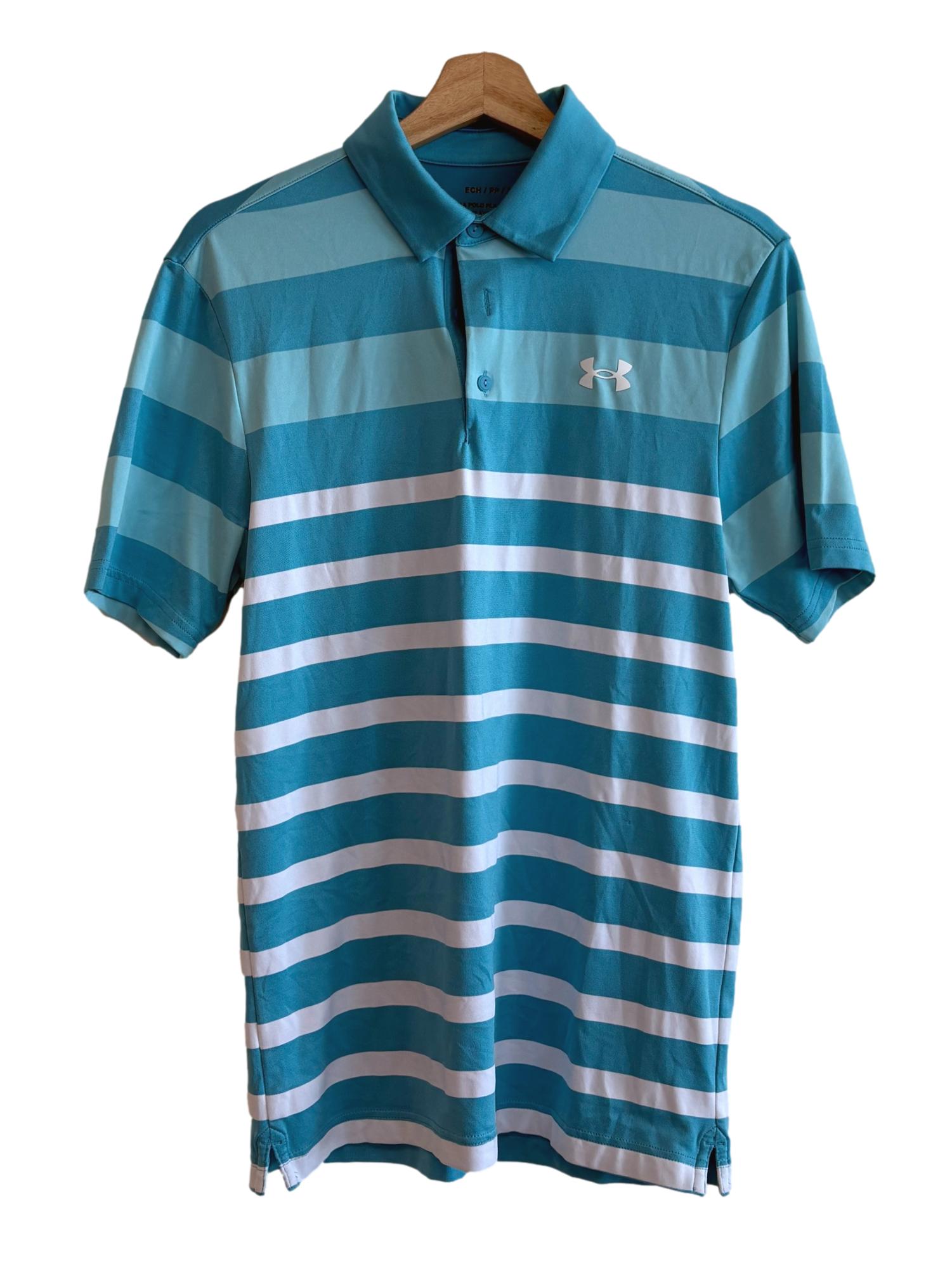 Teal Blue Stripes Polo Shirt