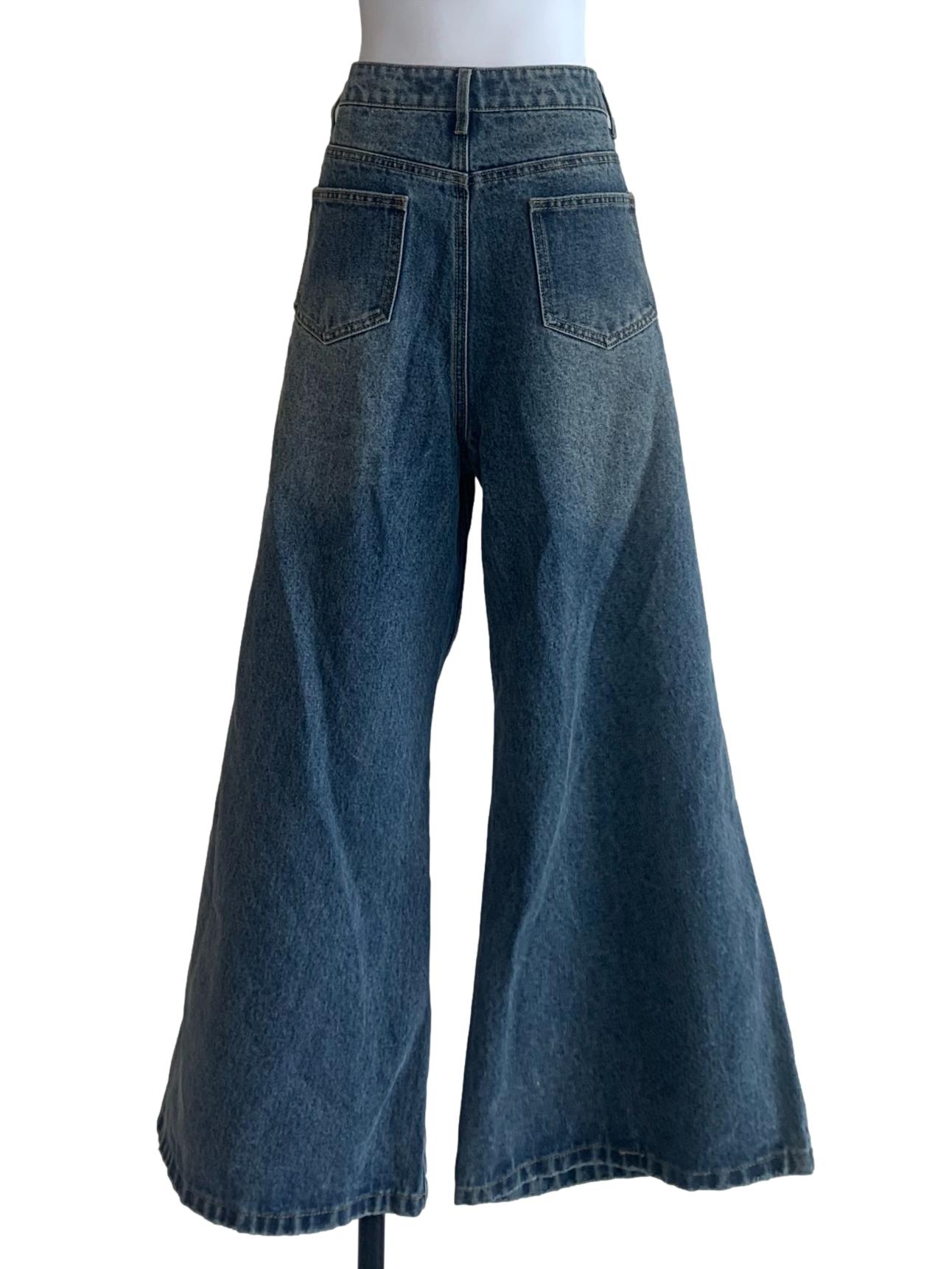 Denim Blue Wide Leg Jeans