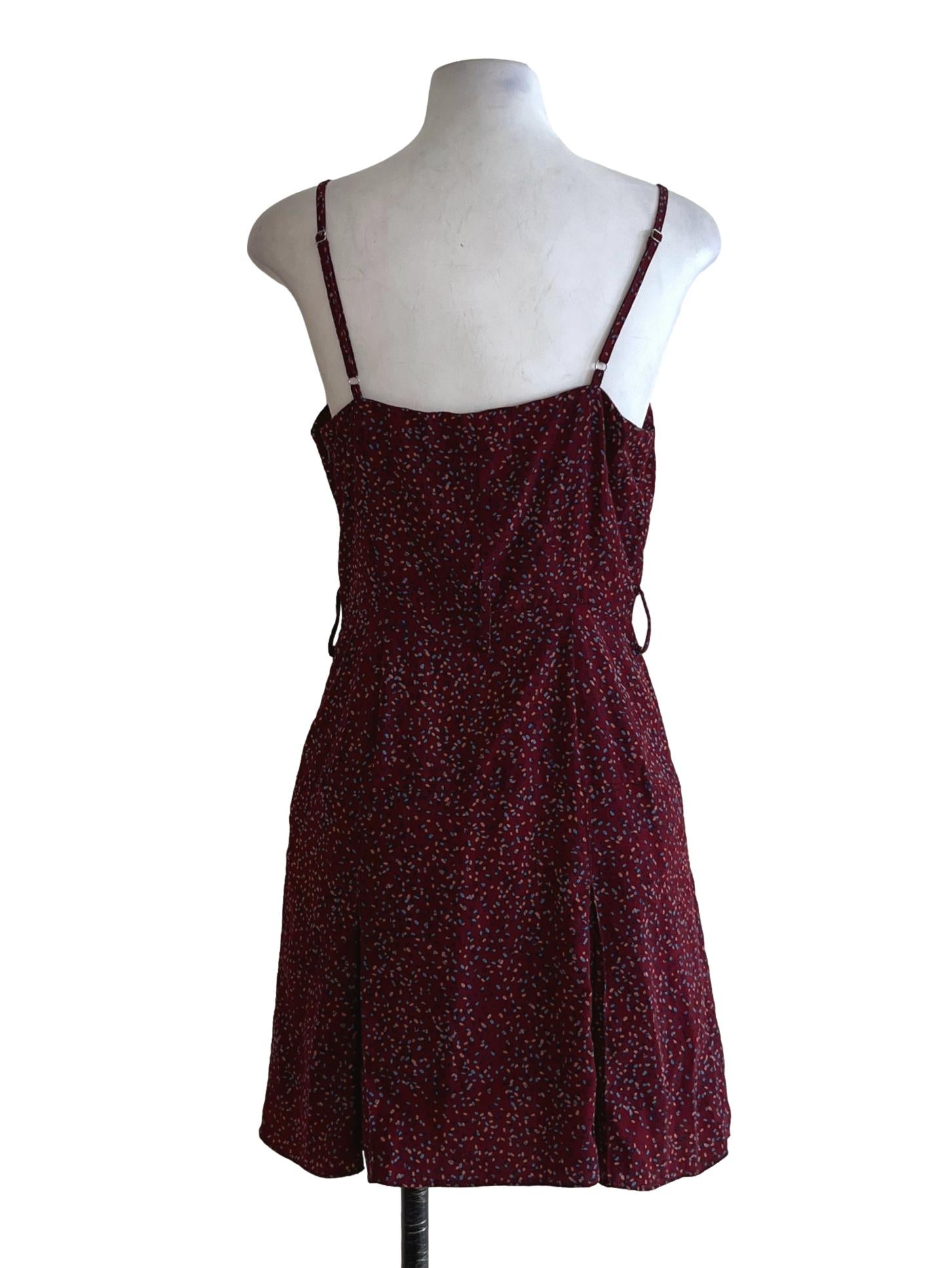 Wine Red Spaghetti Strap A-Line Dress