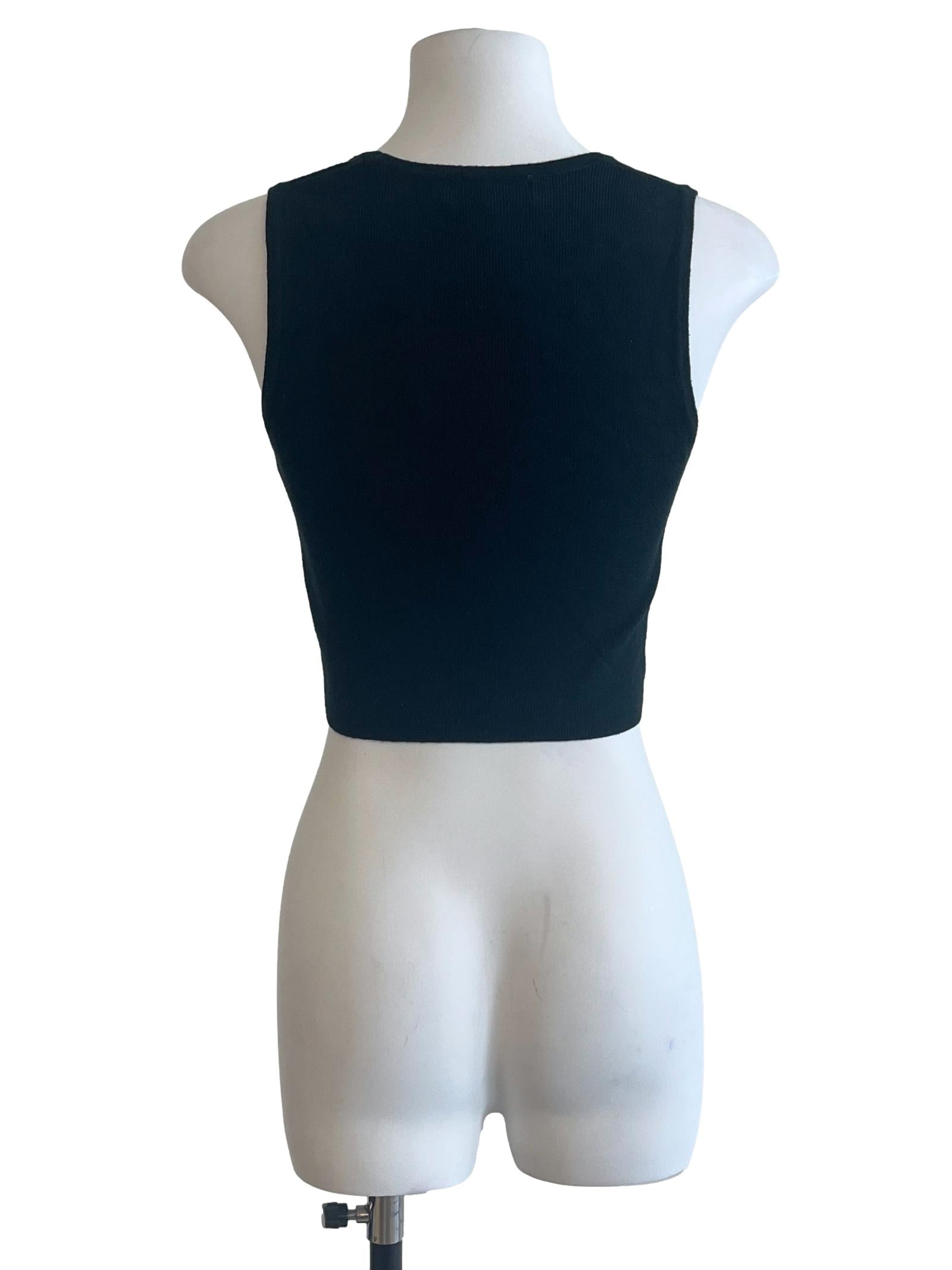 Pitch Black Square Neck Sleeveless Top