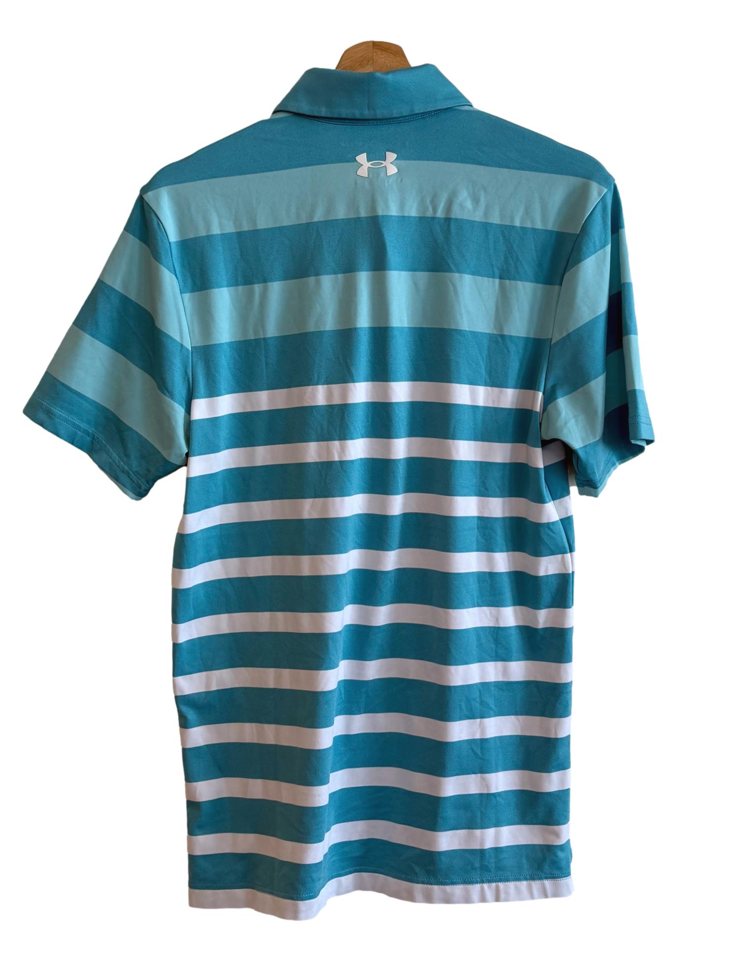 Teal Blue Stripes Polo Shirt