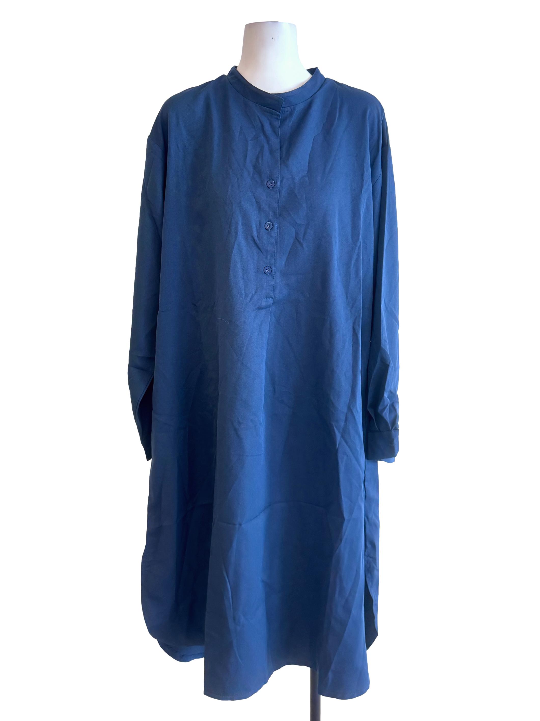 Navy Blue Cotton Shirt Dress