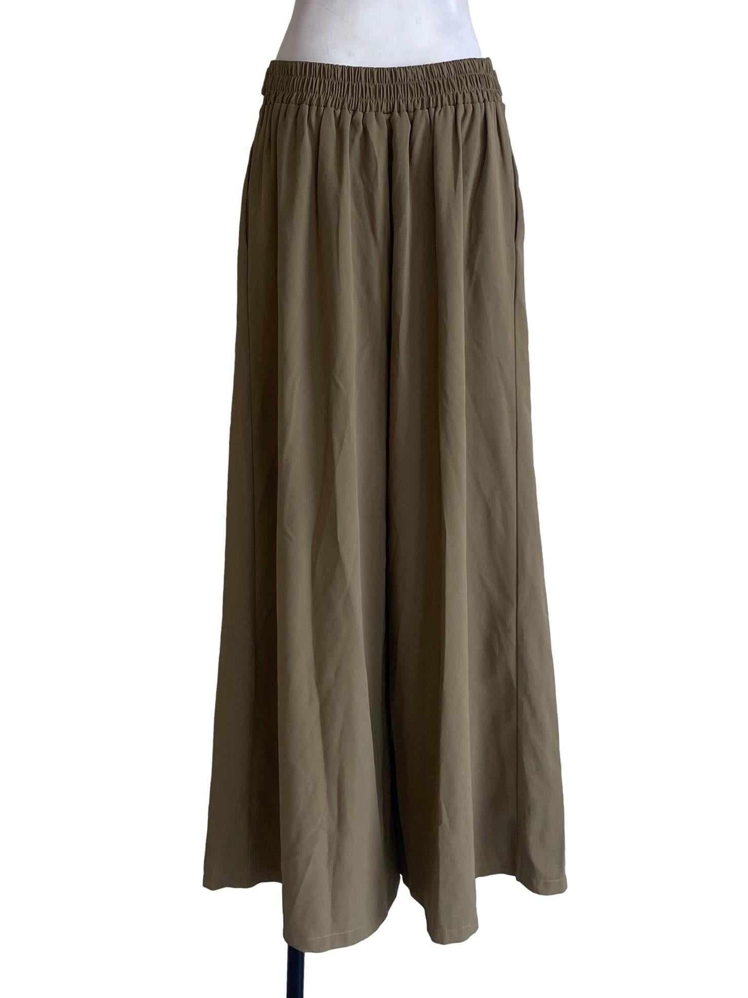 Tortilla Brown Twill Palazzo Pants