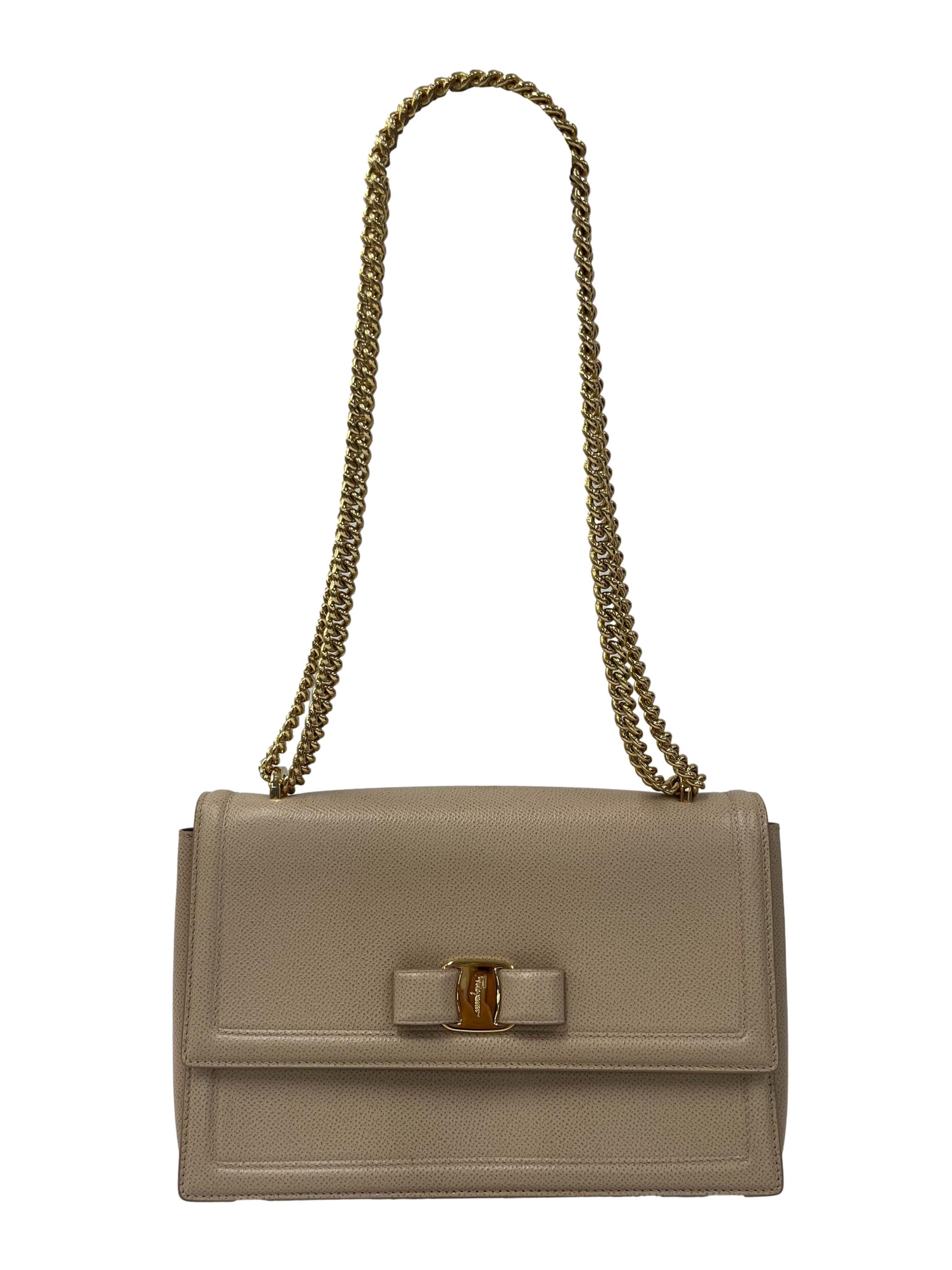 Beige Leather Ginny Leather Shoulder Bag