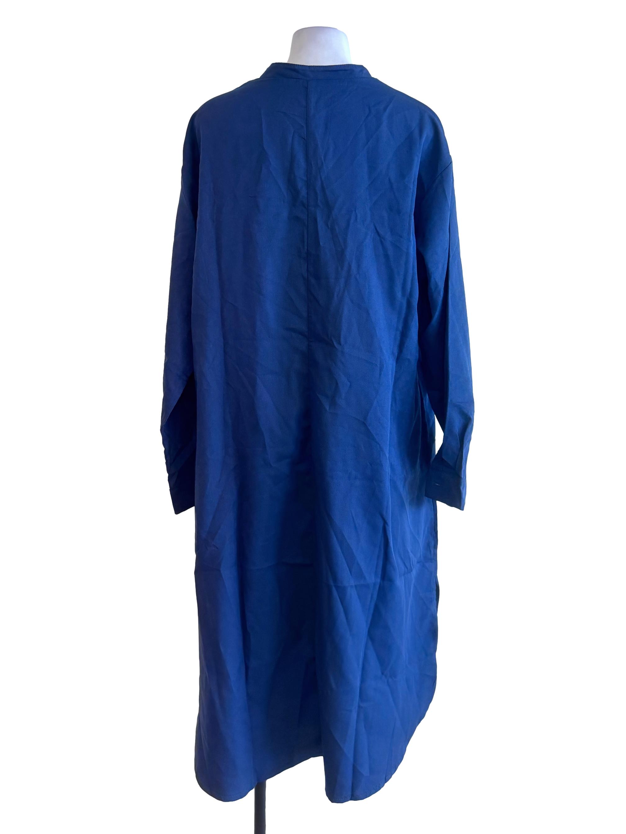 Navy Blue Cotton Shirt Dress