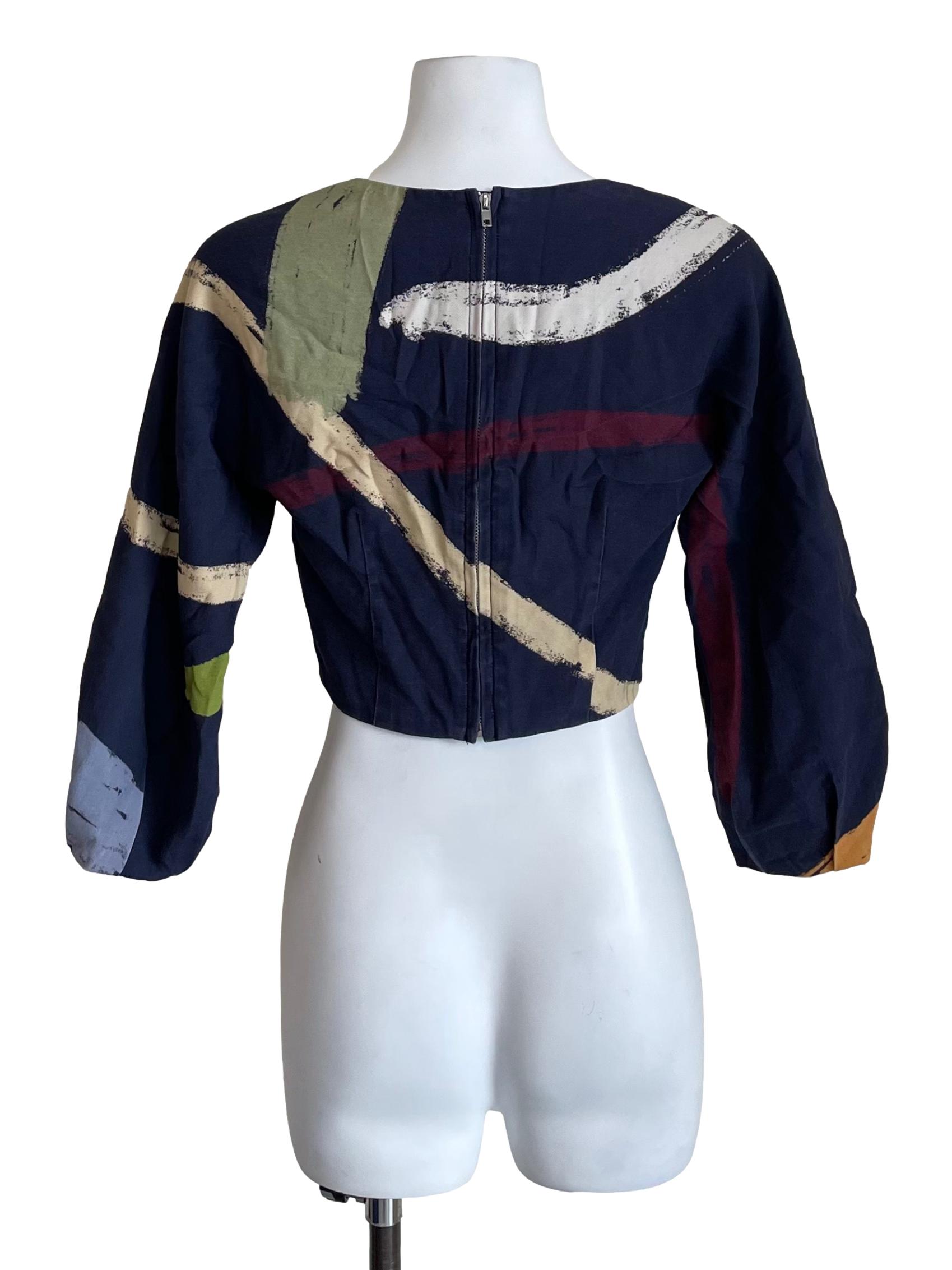 Navy Courtyard Straight Neck Blouse OSN