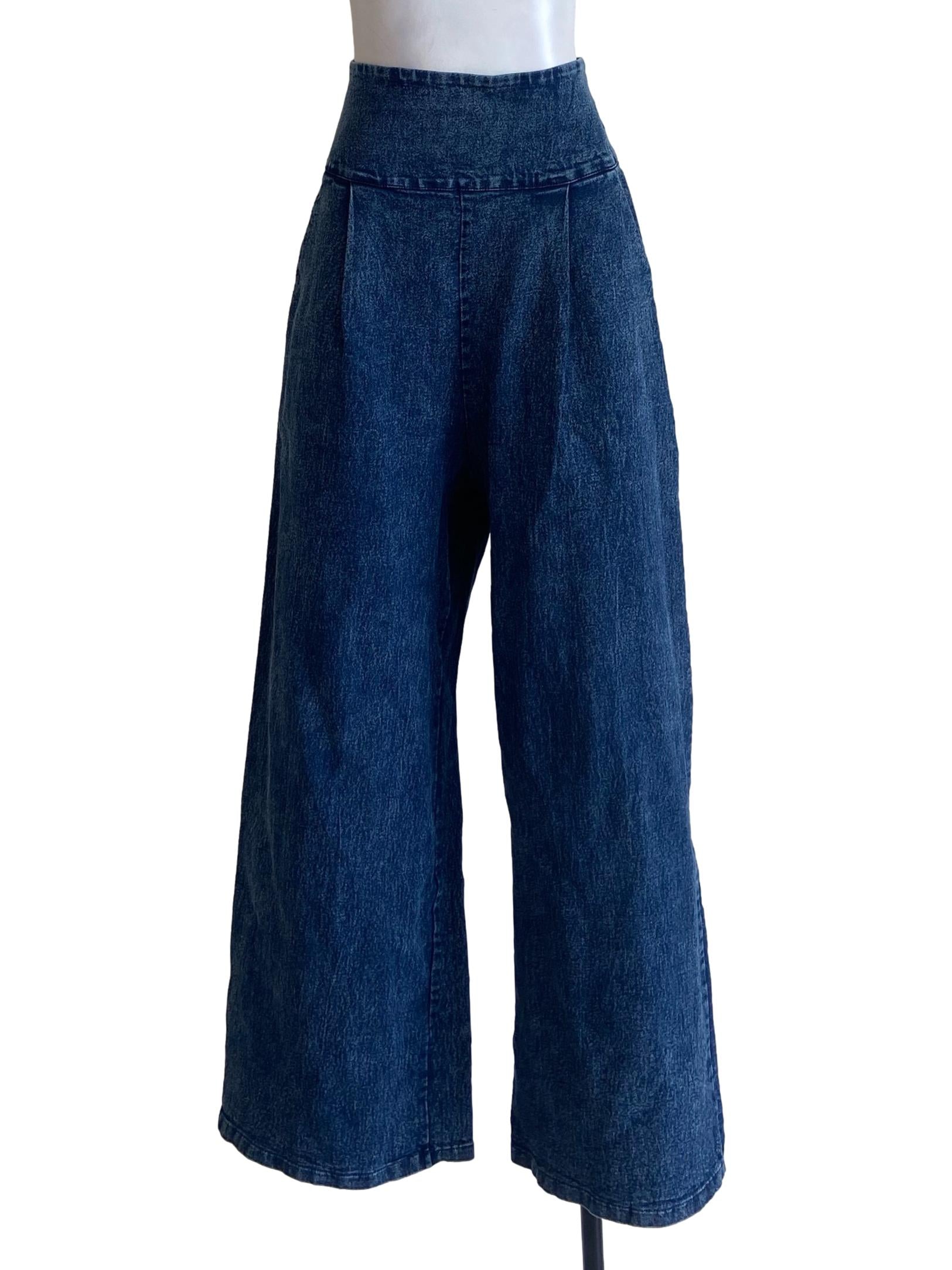 Denim Blue High Waist Herringbone Jeans