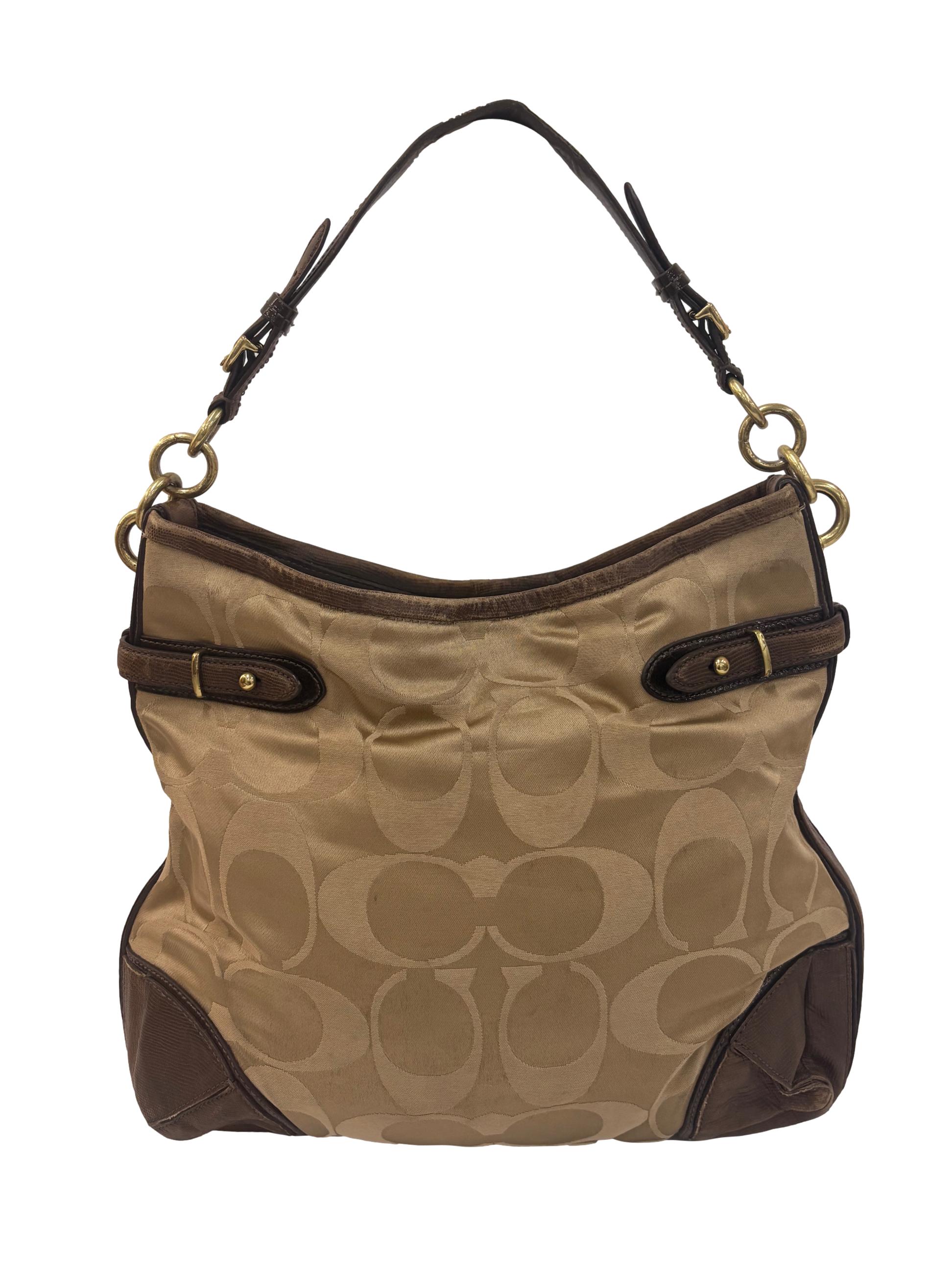 Brown Satin Hobo Leather Shoulder Bag