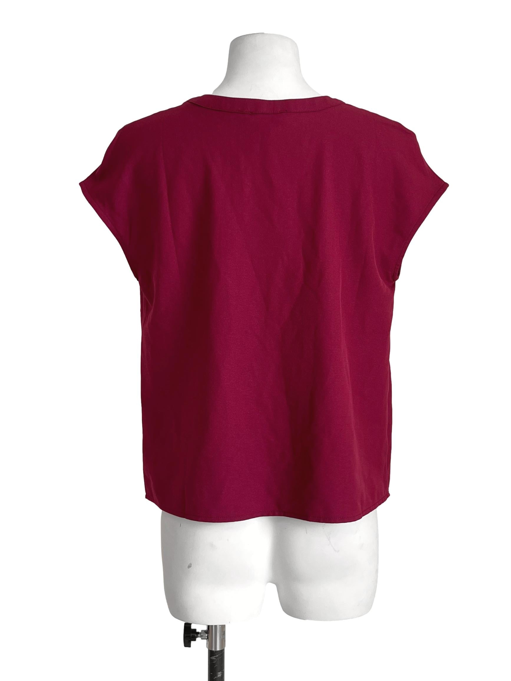 Garnet Red V-Neck Casual Blouse LB