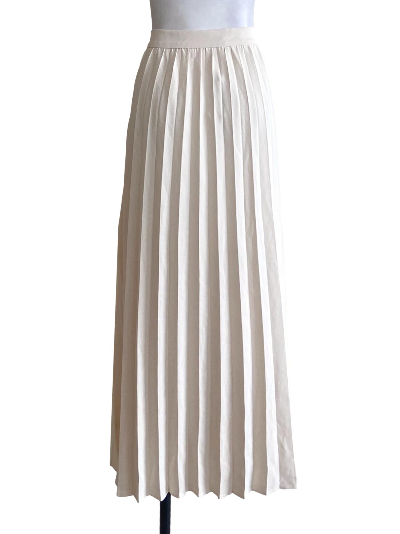 Egg Shell Beige Pleated Circle Skirt