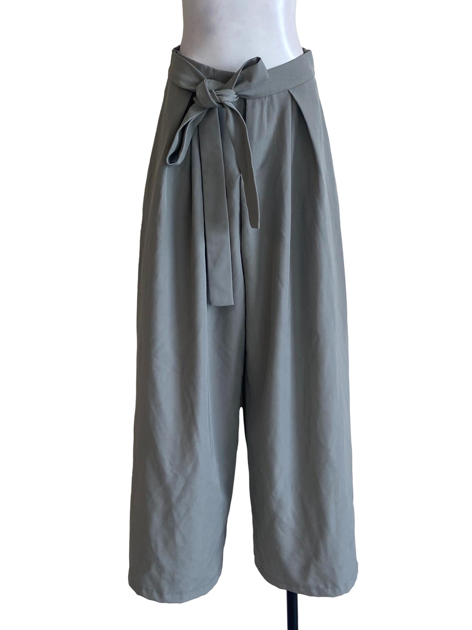 Cloud Grey Herringbone Palazzo Pants