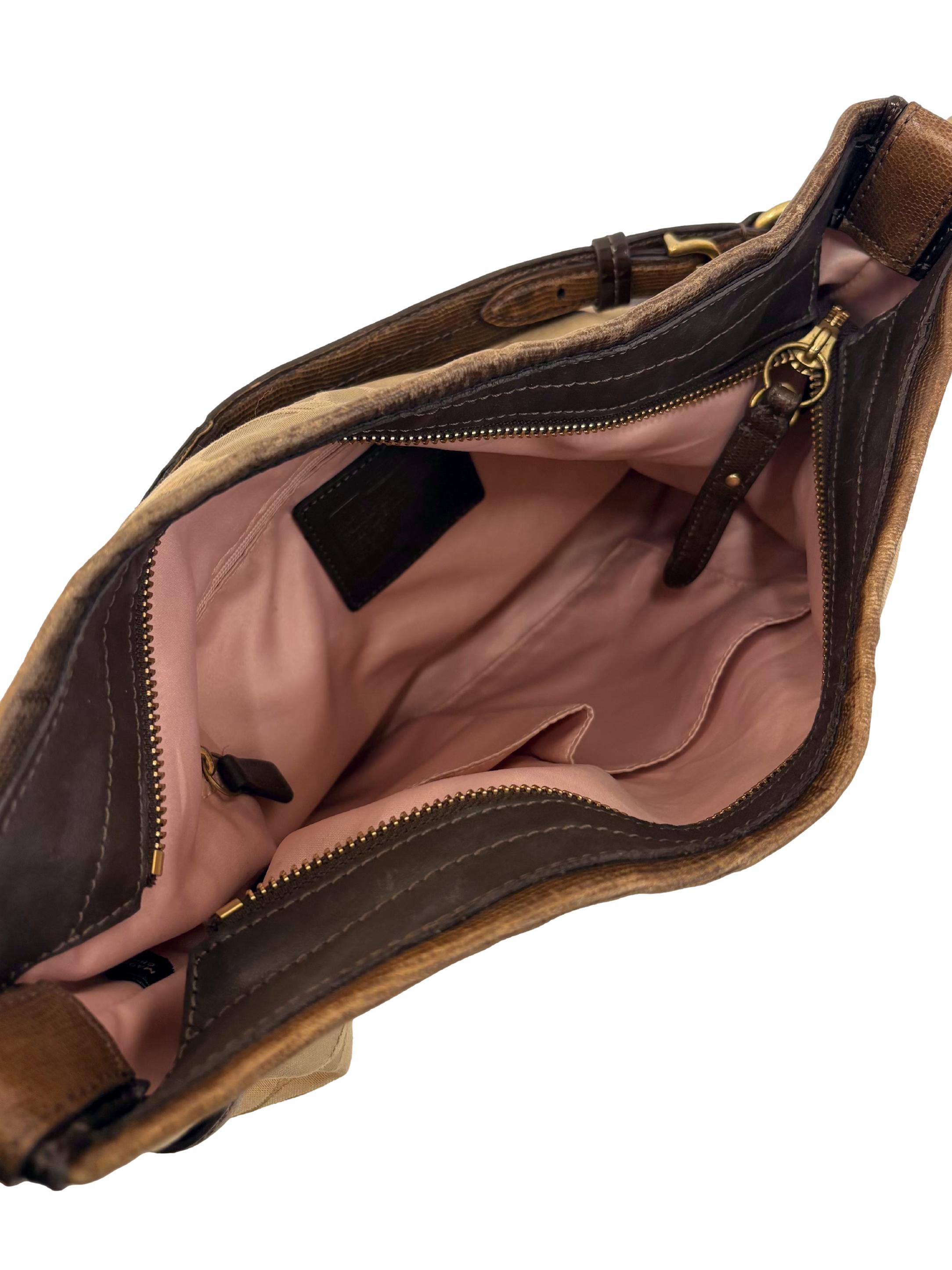 Brown Satin Hobo Leather Shoulder Bag
