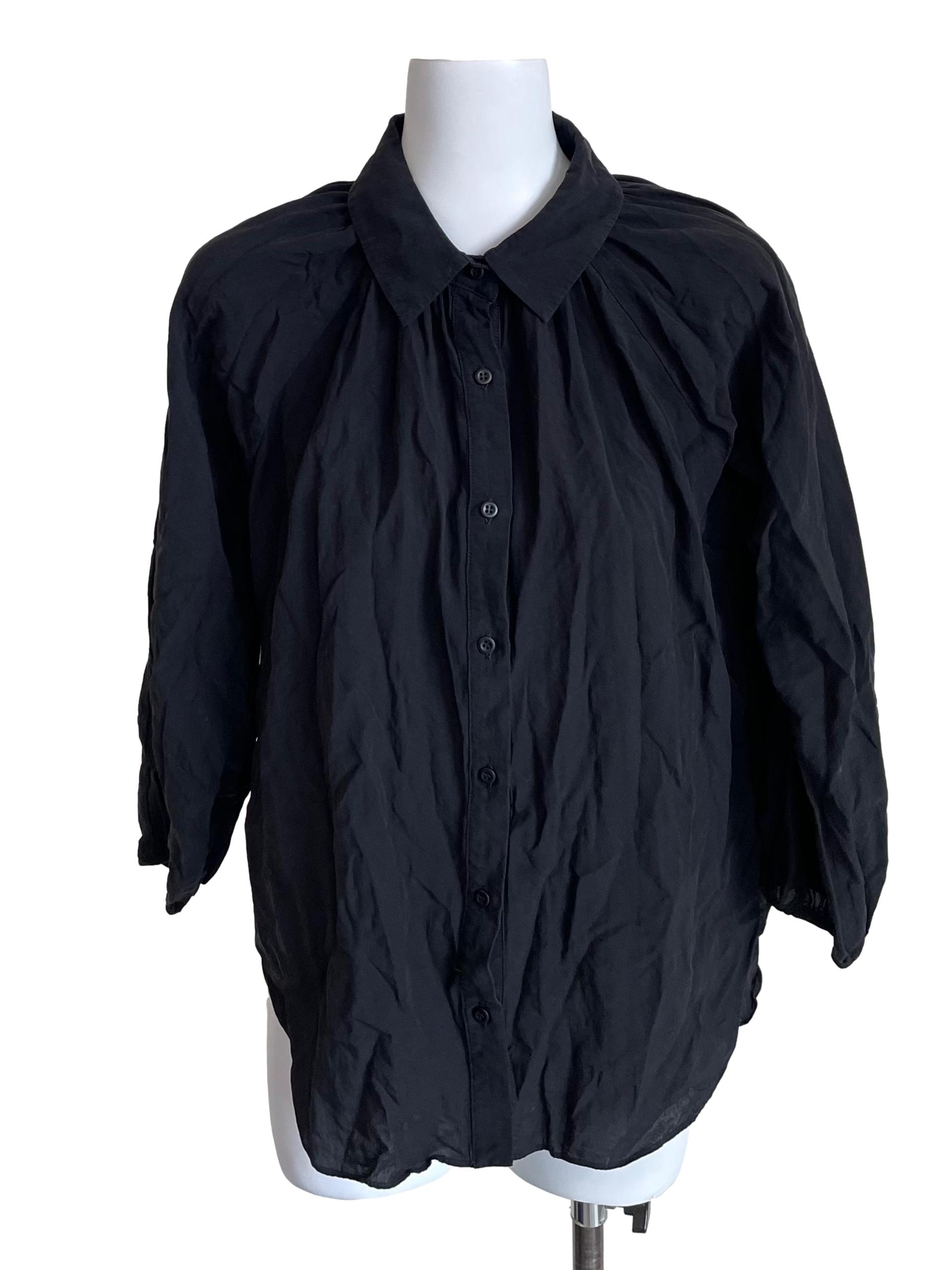 Black Billowy Puff-Sleeve Shirt OSN
