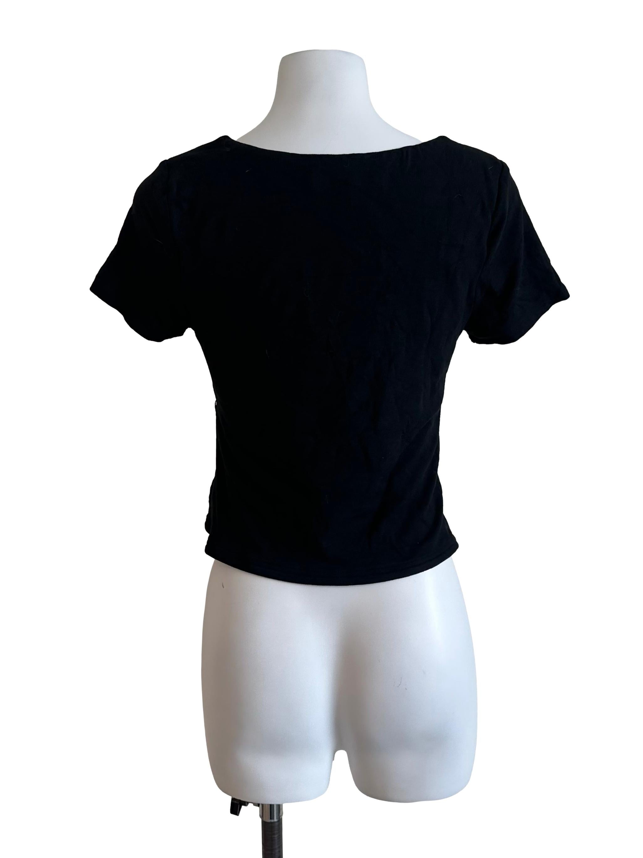 Onyx Black Square Neck Ribbon Top