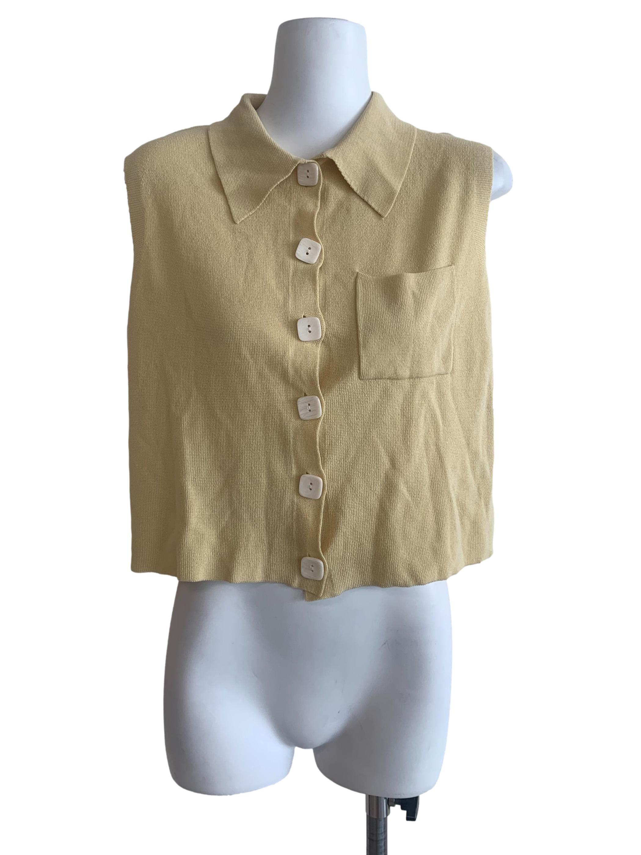 Butter Yellow Button Knitted Vest