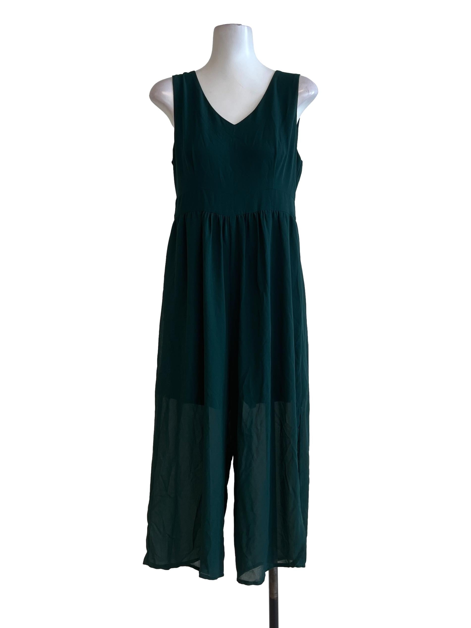 Olive Green V-Neck Jumpsuit