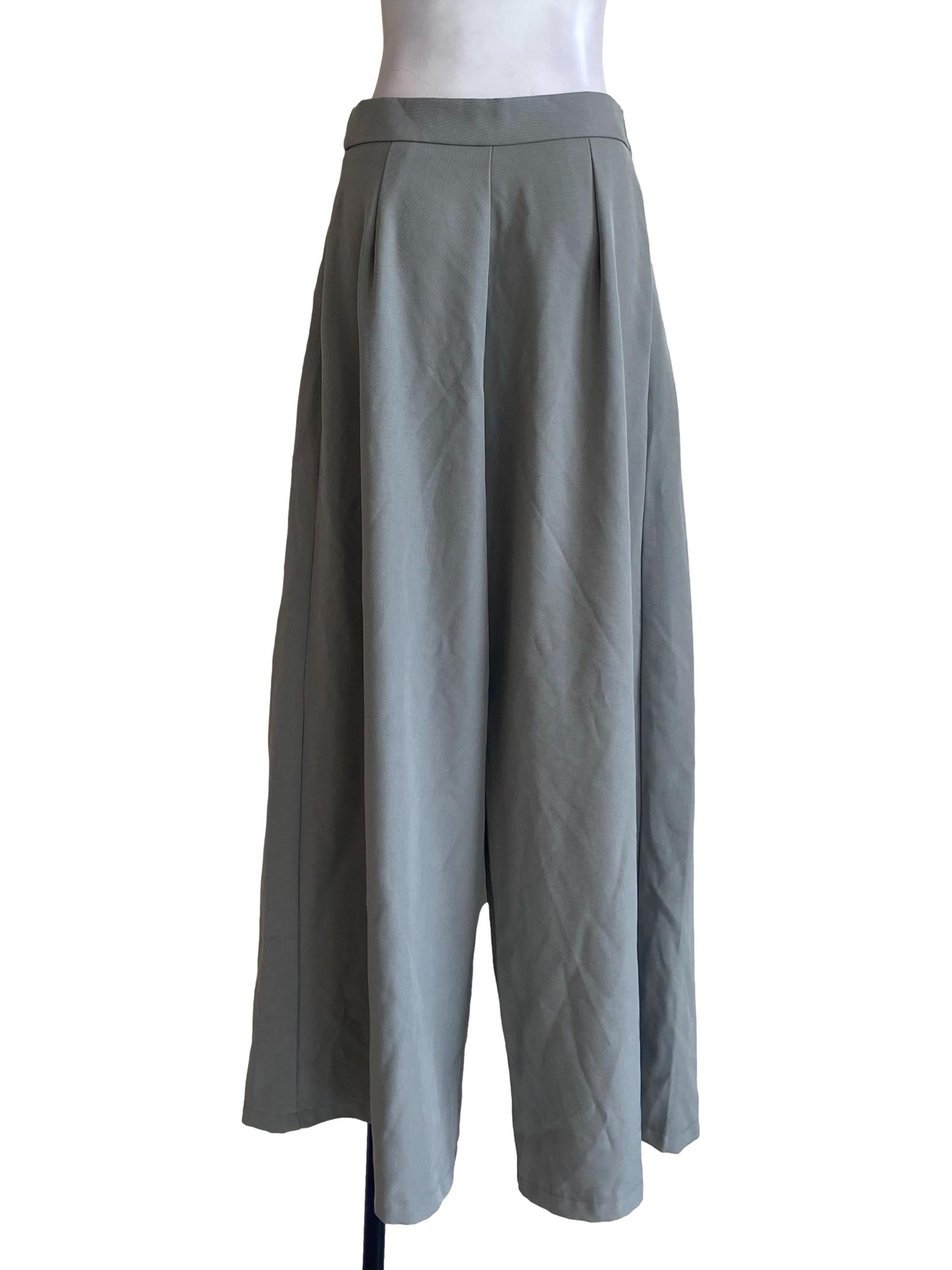 Cloud Grey Herringbone Palazzo Pants