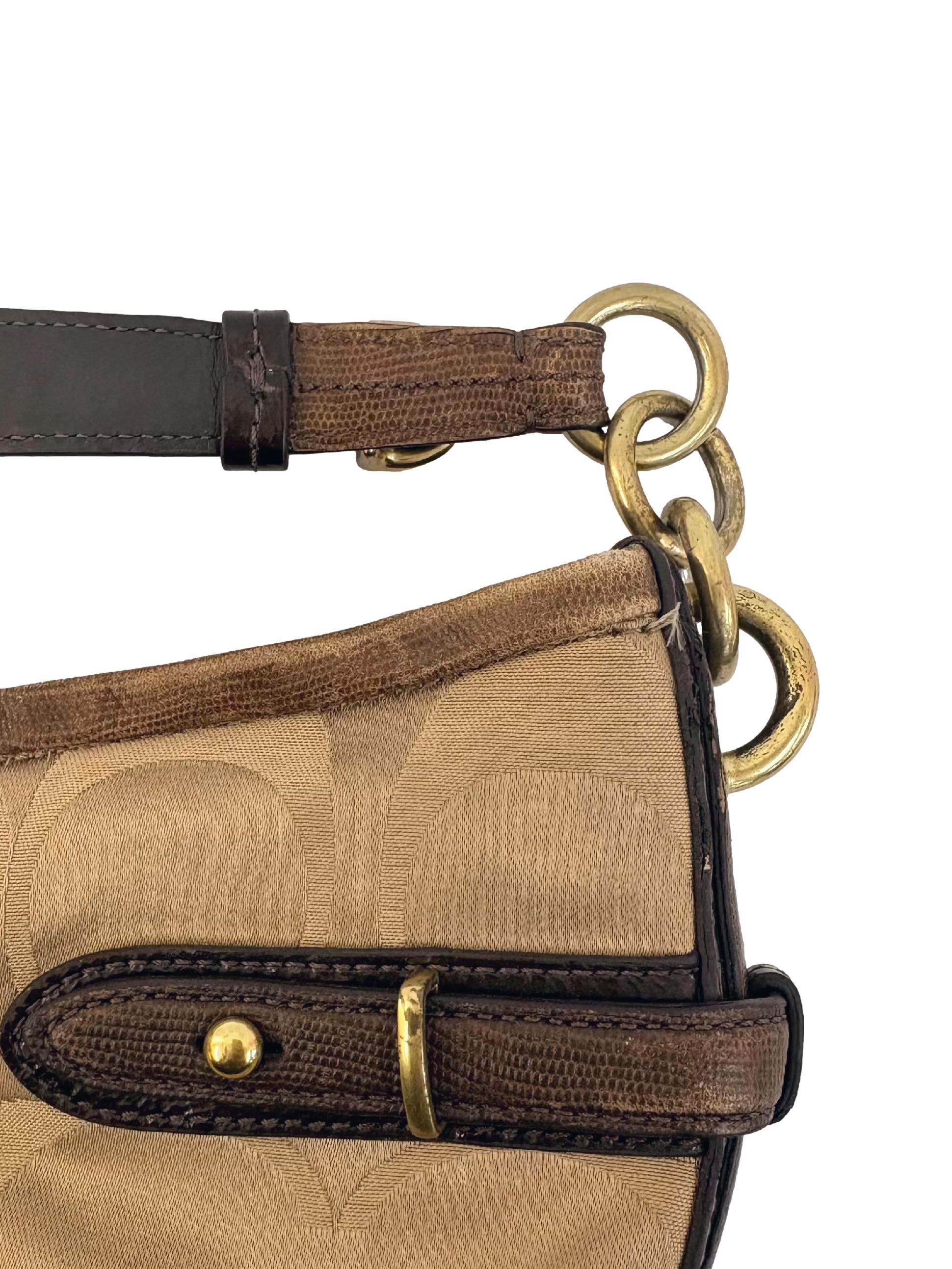 Brown Satin Hobo Leather Shoulder Bag