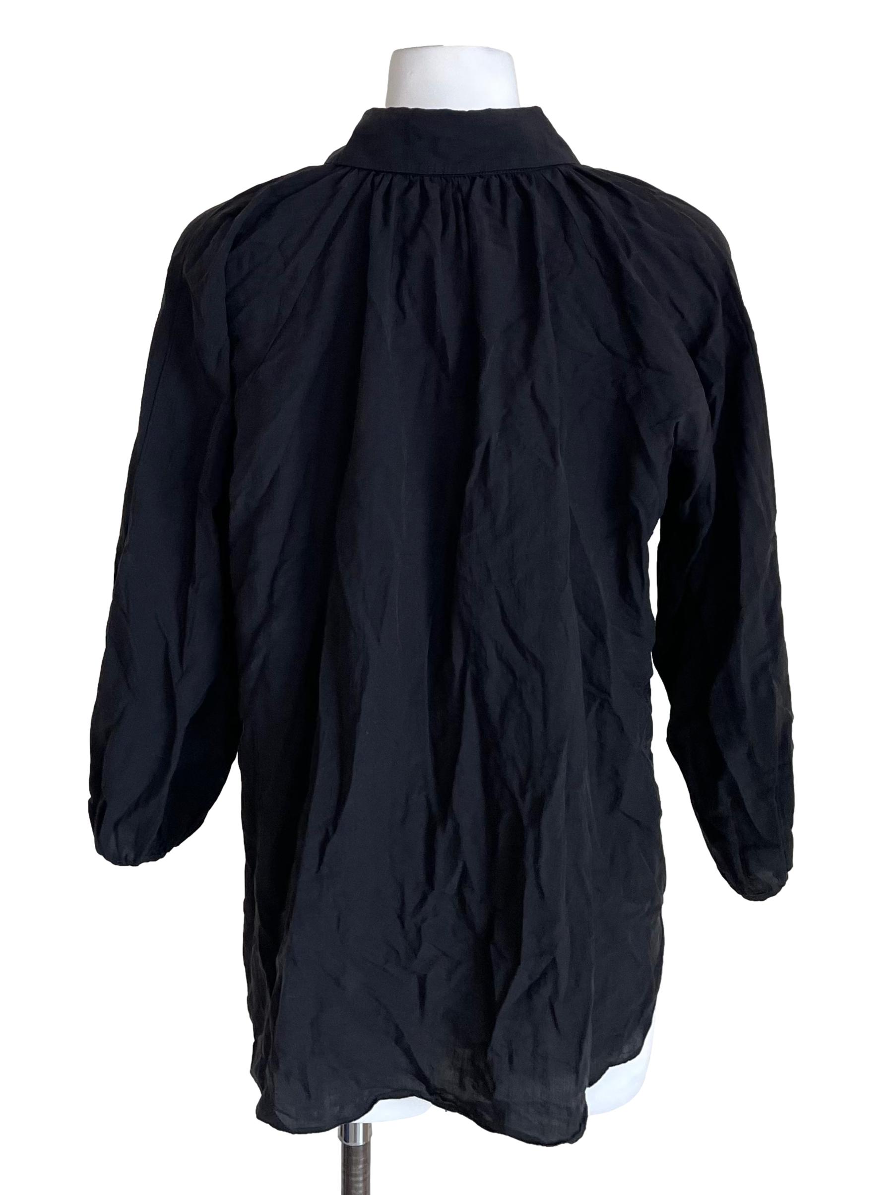 Black Billowy Puff-Sleeve Shirt OSN