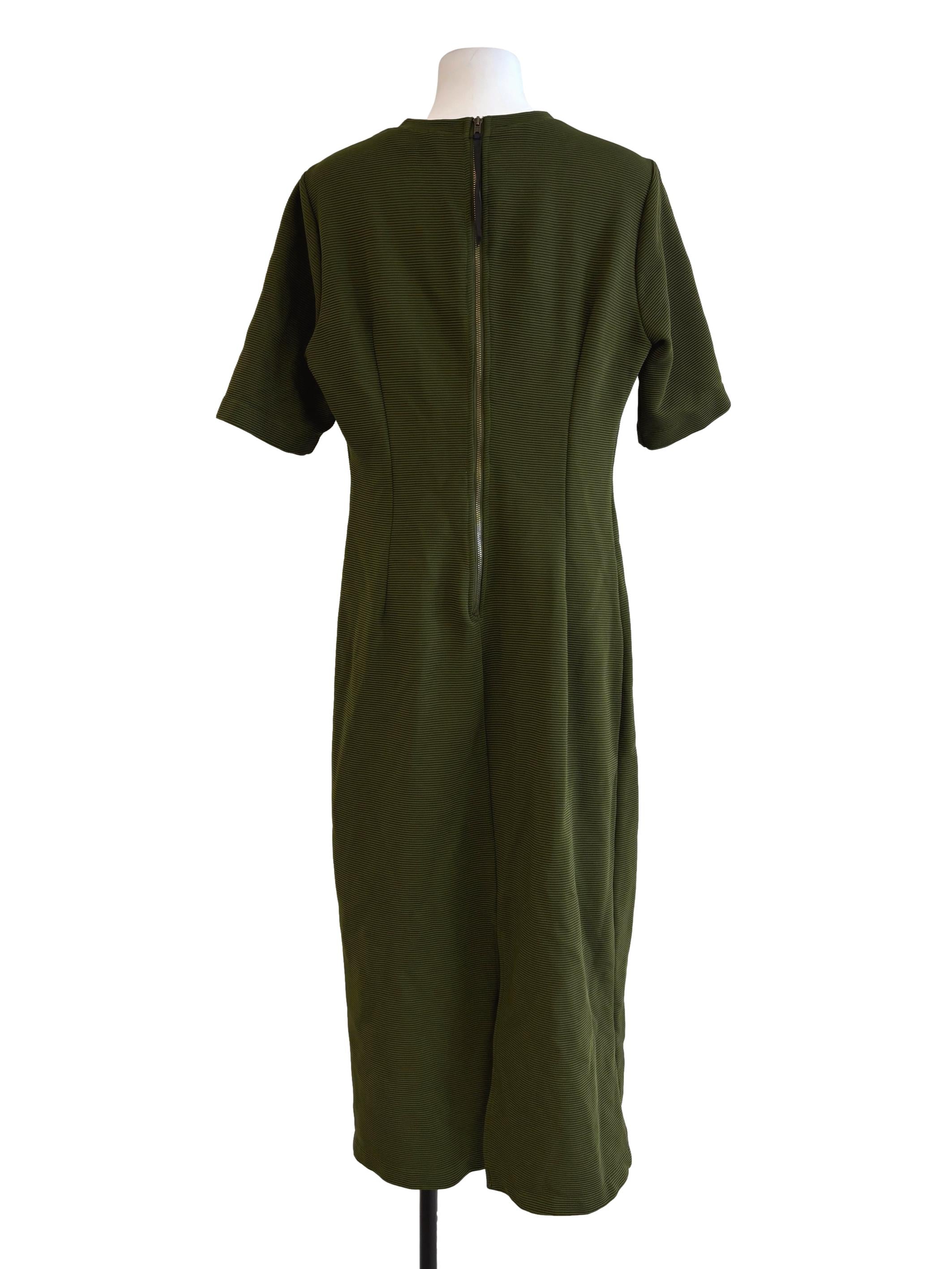 Avocado Green Short Sleeve Shift Dress