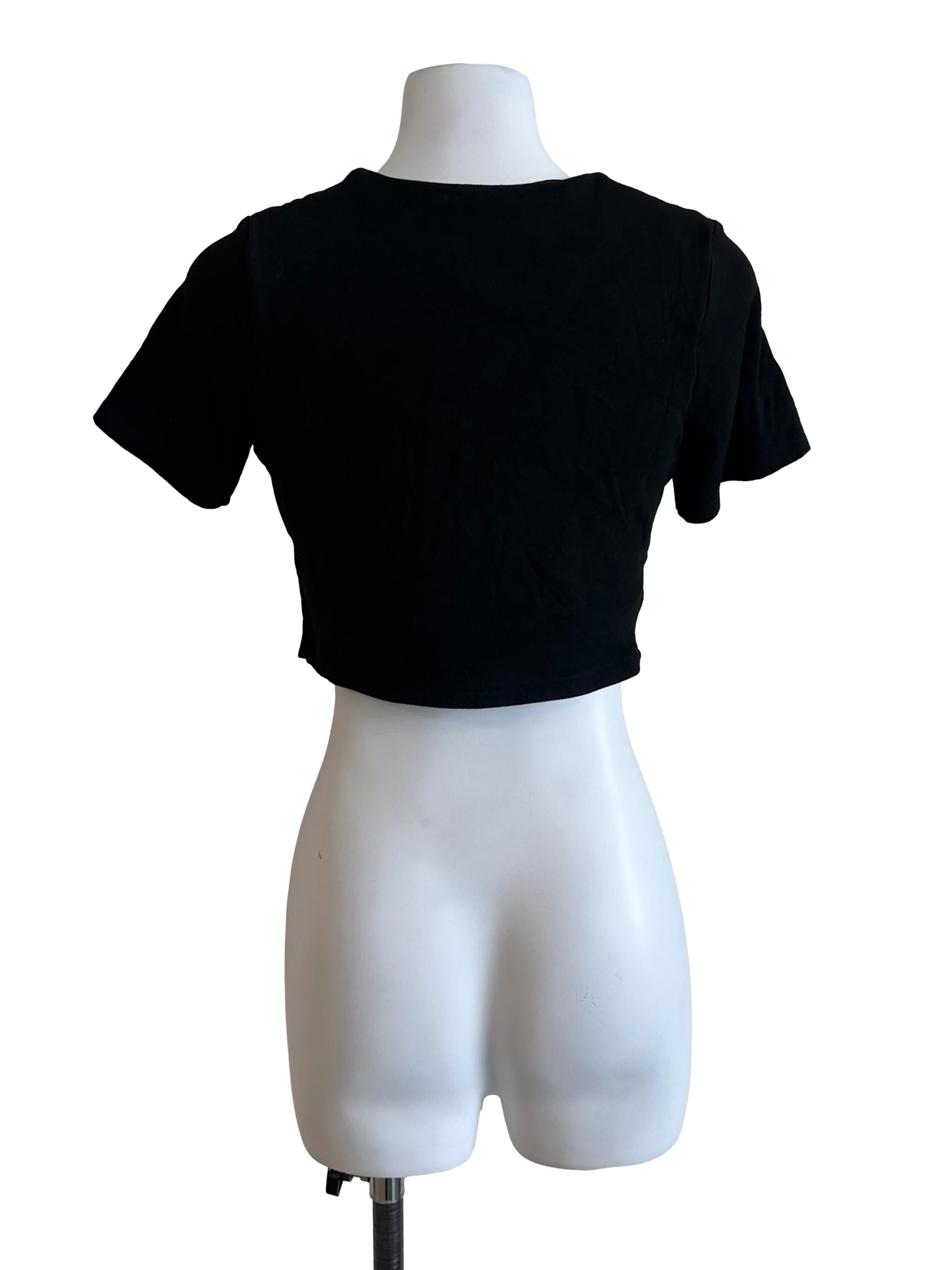 Rich Black Short Sleeve Crop Top