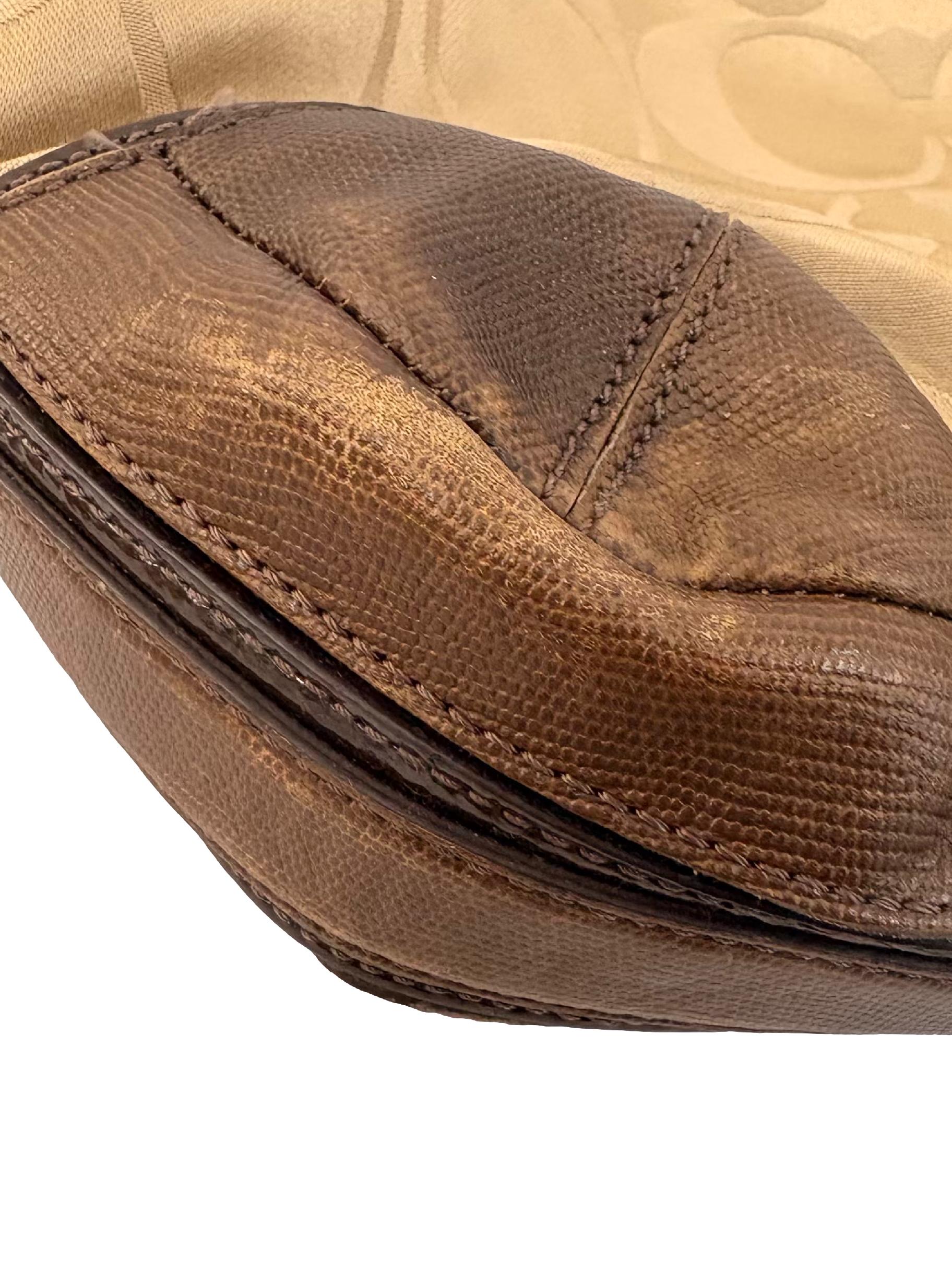 Brown Satin Hobo Leather Shoulder Bag
