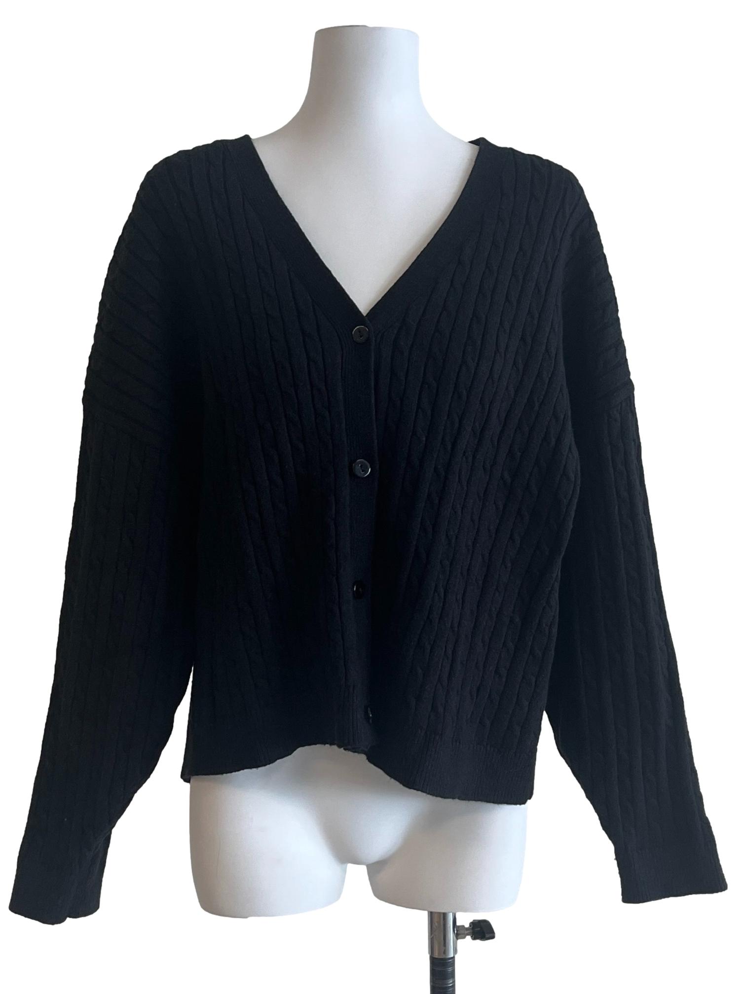Pitch Black V Neck Cardigan