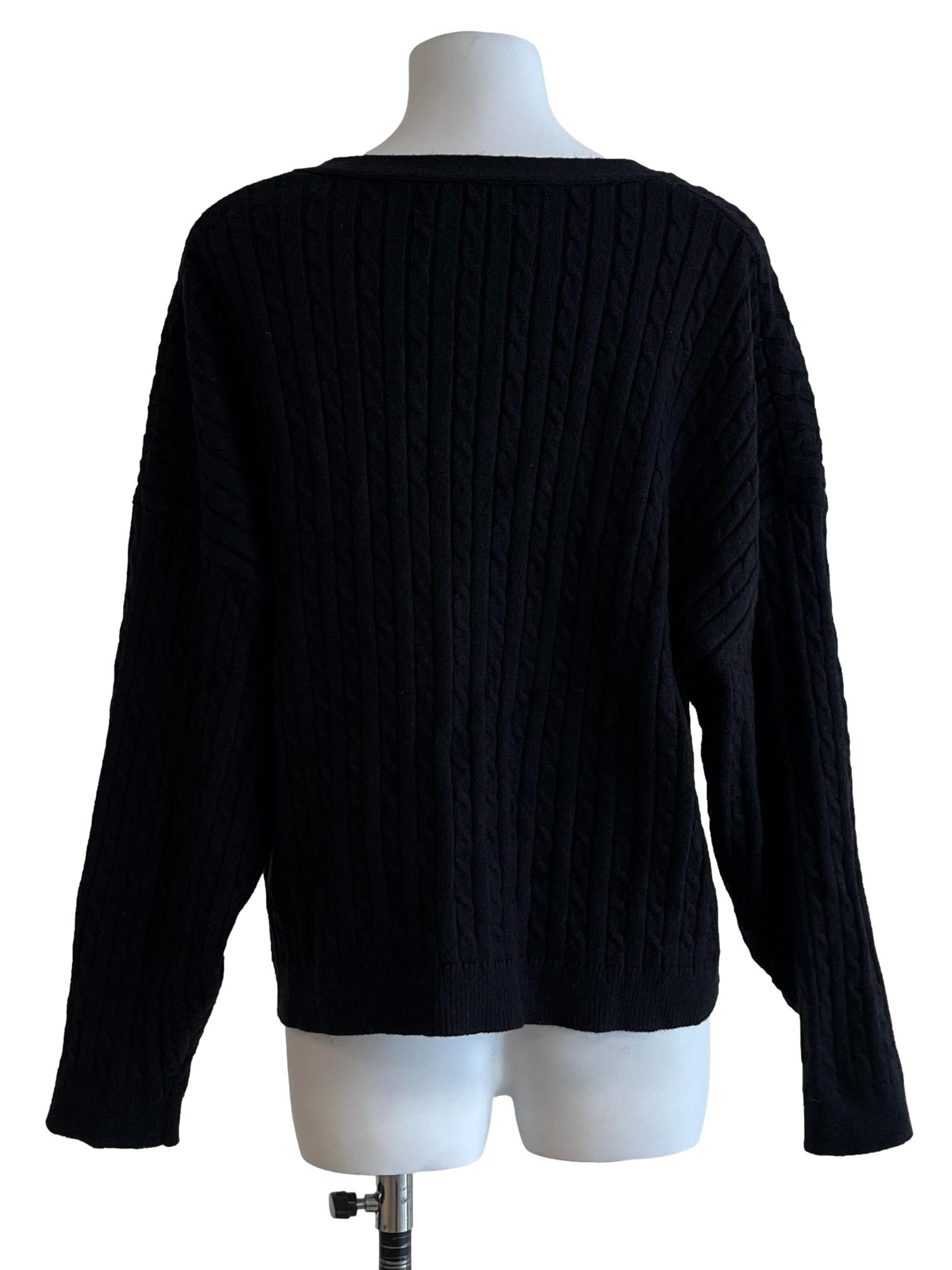Pitch Black V Neck Cardigan
