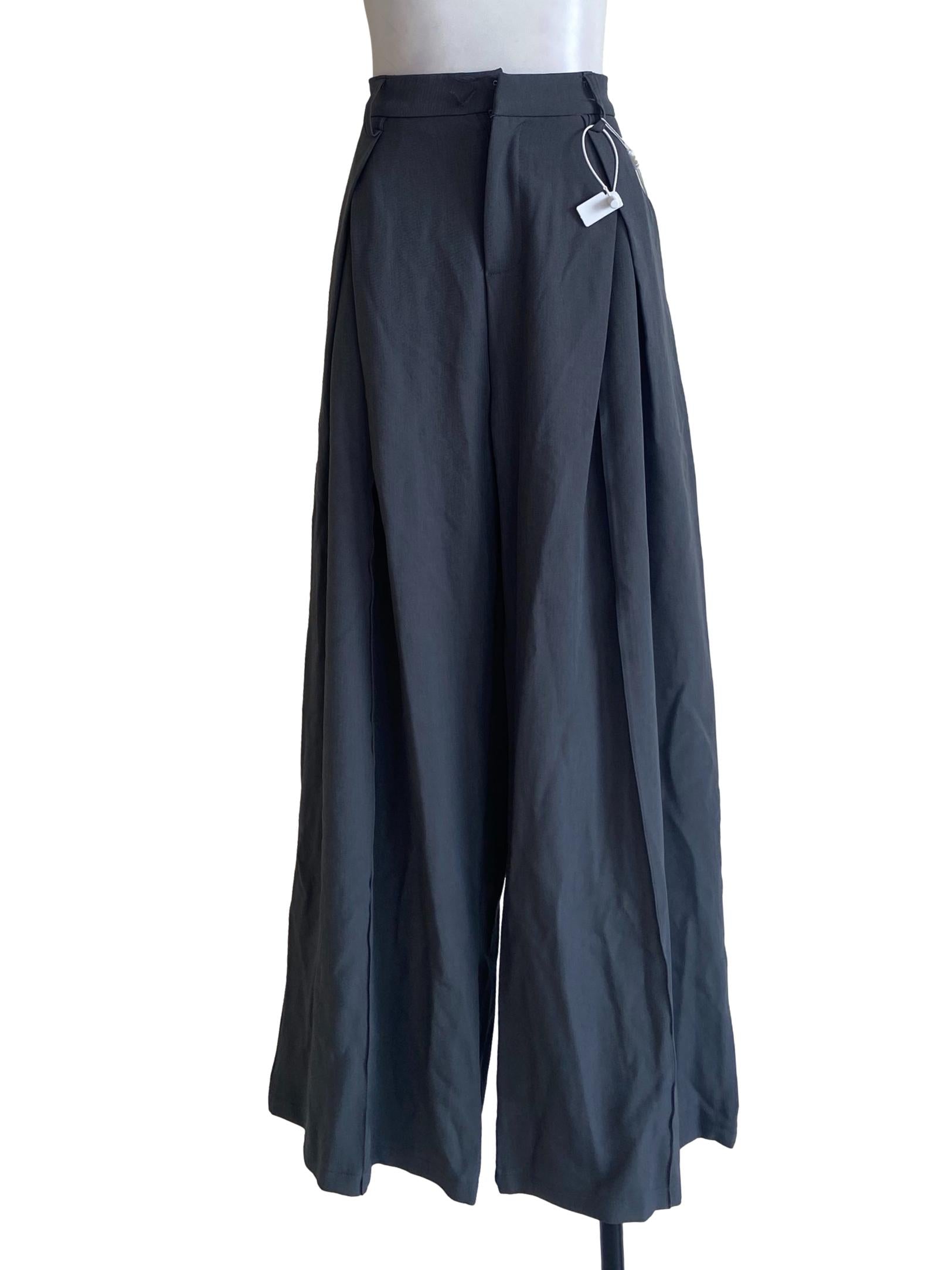 Lead Grey Twill Palazzo Pants