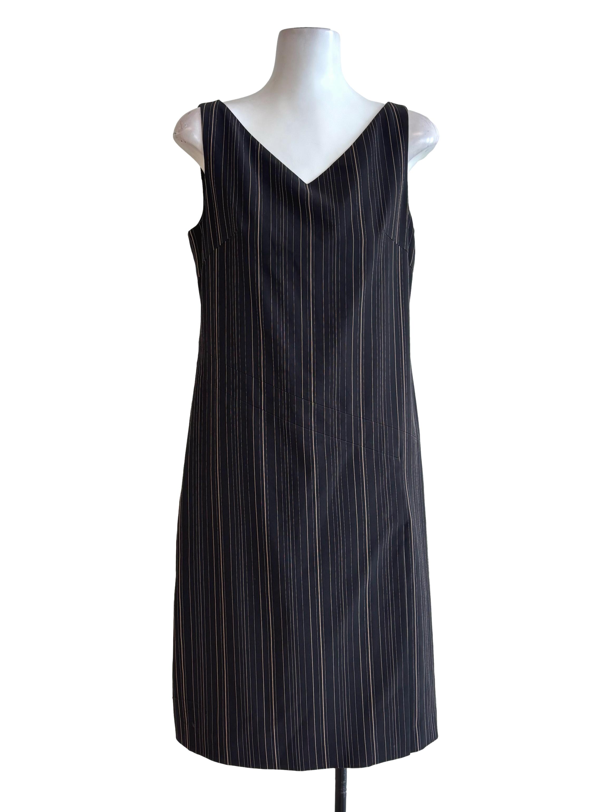 Black Pinstripe Shift Dress